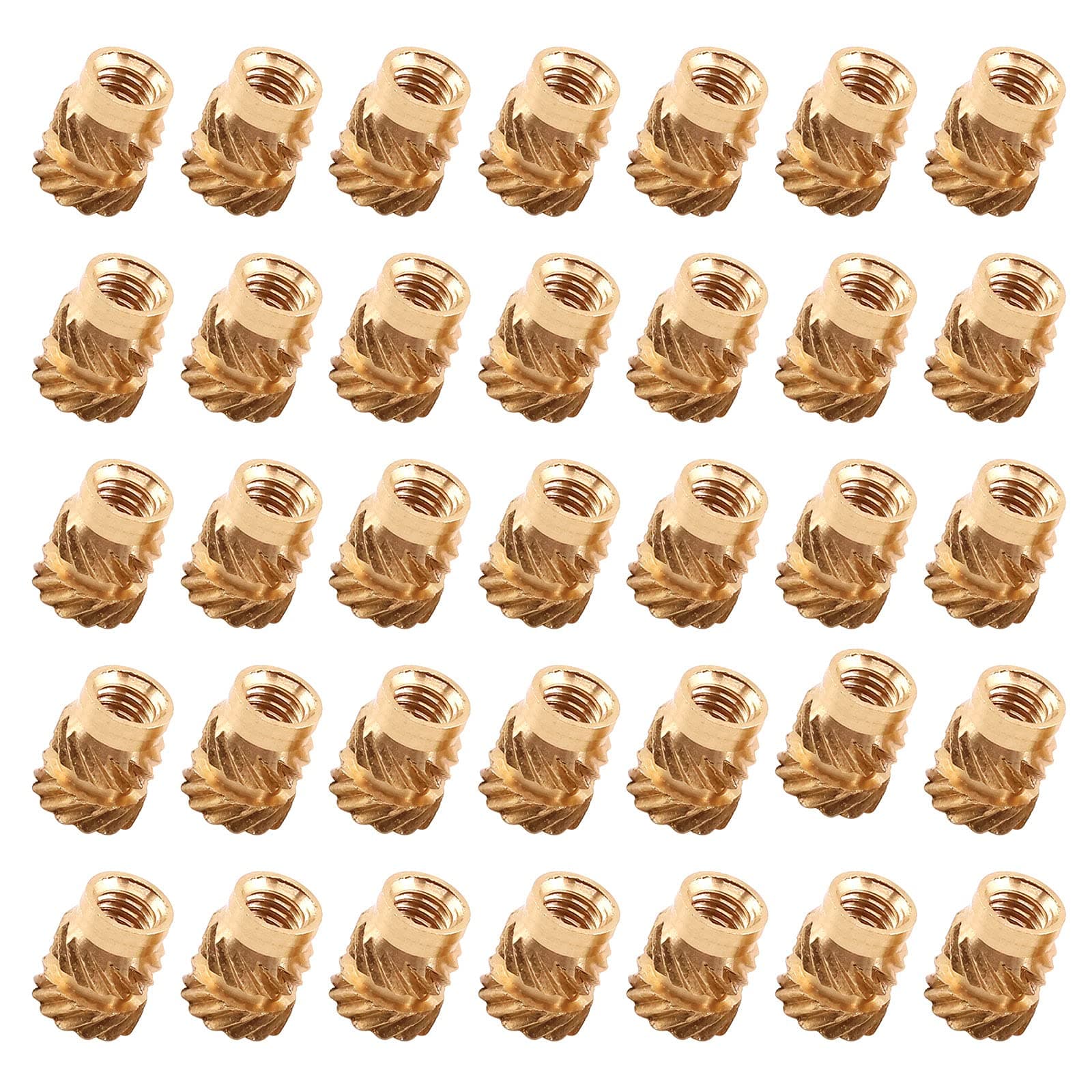 Wokape 60Pcs M3x6x5mm Brass Nuts Embedment Nut Thread Brass Knurled Nuts Threaded Heat Set Insert Nuts Hydraulic Welded Joint Injection Molding for 3D Printing Injection Molding