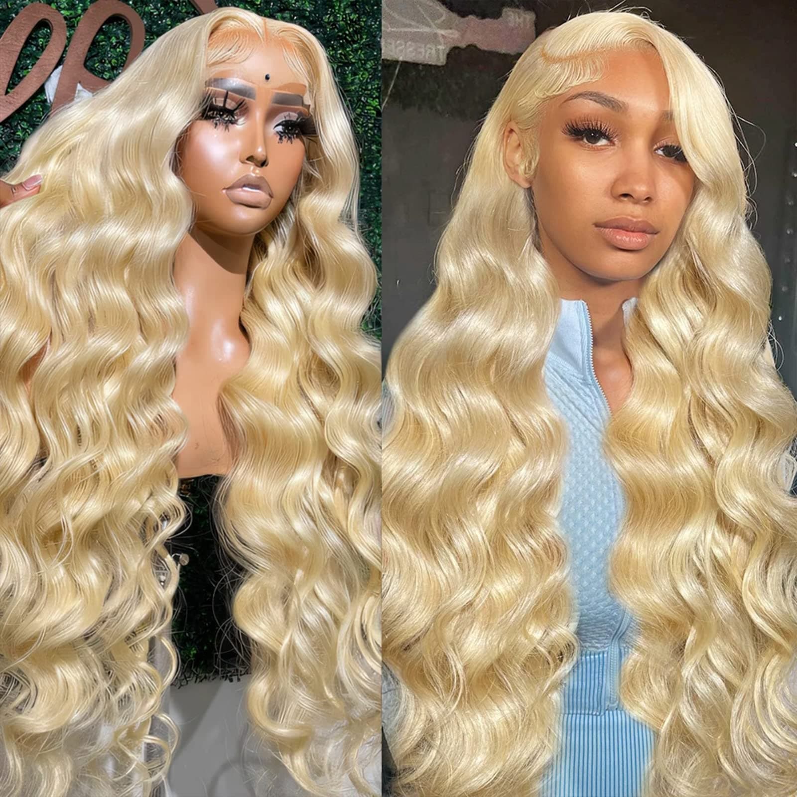 Kkioor Blonde 613 Lace Front Wig Human Hair 200 Density Body Wave 13x4 Transparent Lace Front Wigs Human Hair 613 HD Lace Frontal Wig Human Hair Pre Plucked With Baby Hair 22 Inch