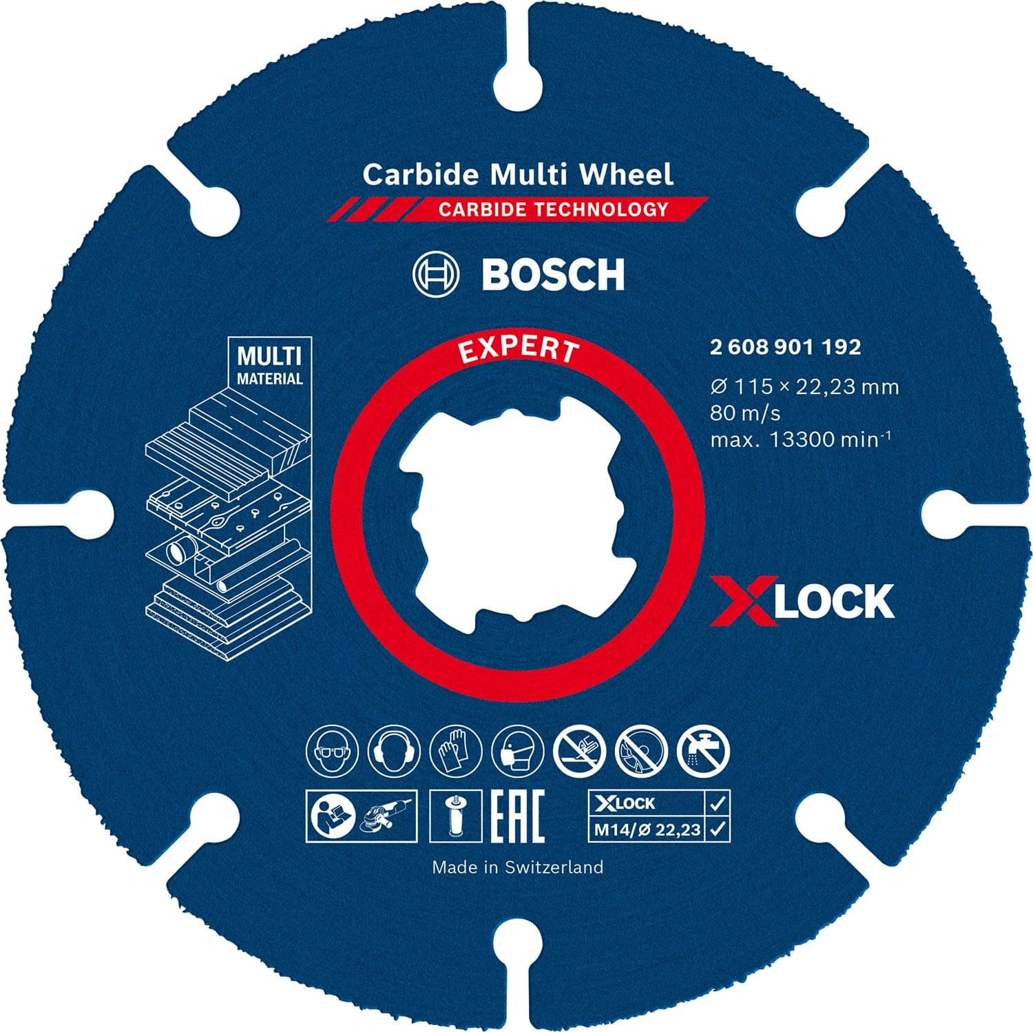 Bosch Professional 1x Expert Carbide Multi Wheel X-LOCK Cutting Disc (for Hardwood, Ø 115 mm, Accessories Small Angle Grinder)