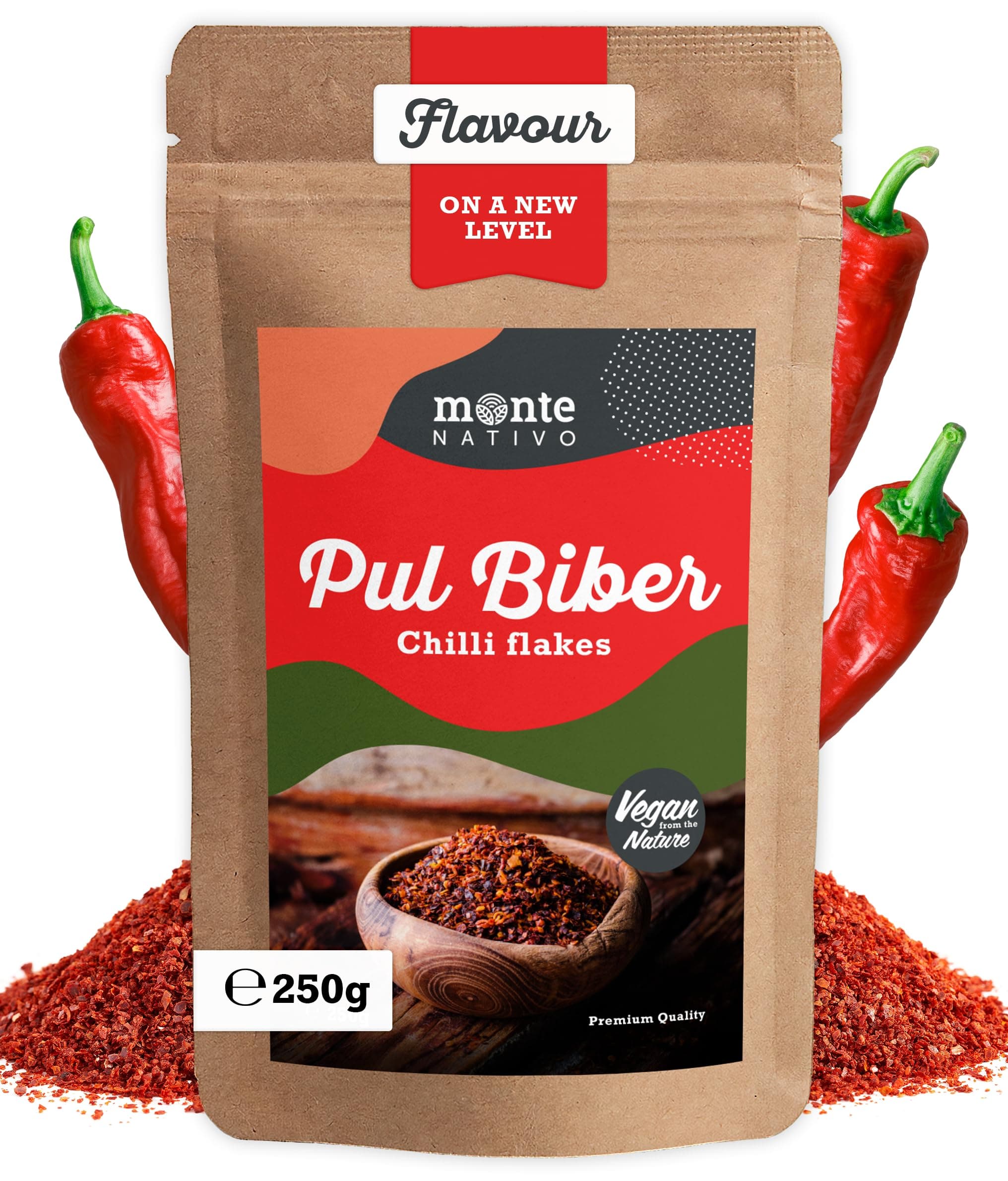 Pul Biber Monte Nativo (250g) - Crushed Chilli Flakes - Aleppo Pepper - Gently dried and aromatic Spices ideal for Cooking and Seasoning