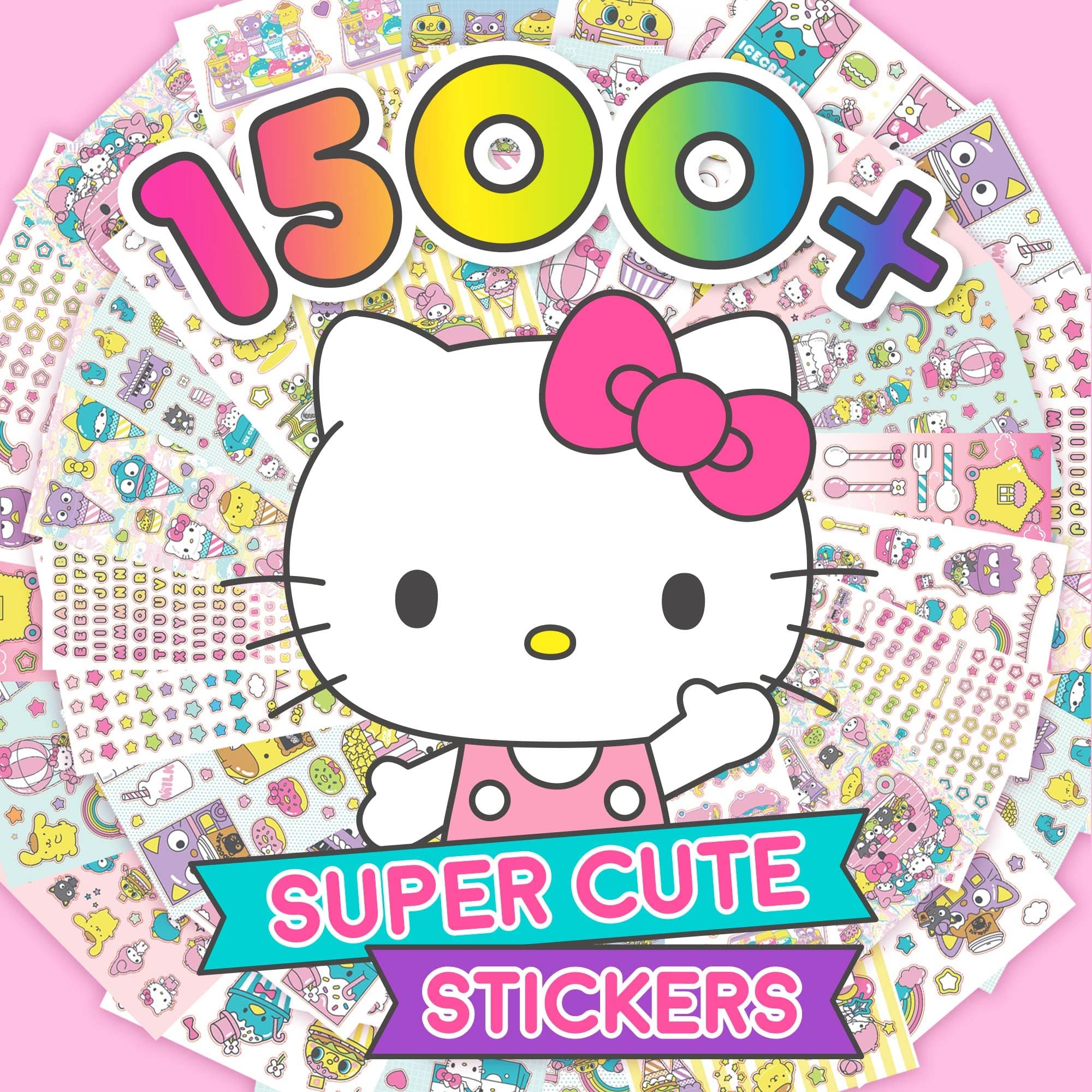 Horizon Group USA Sanrio Hello Kitty and Friends 1500+ Super Cute Kawaii Stickers, Hello Kitty Chococat My Melody Keroppi Badtz-Maru Pompompurin, Cute Gifts for Kids Teens Girls Adults