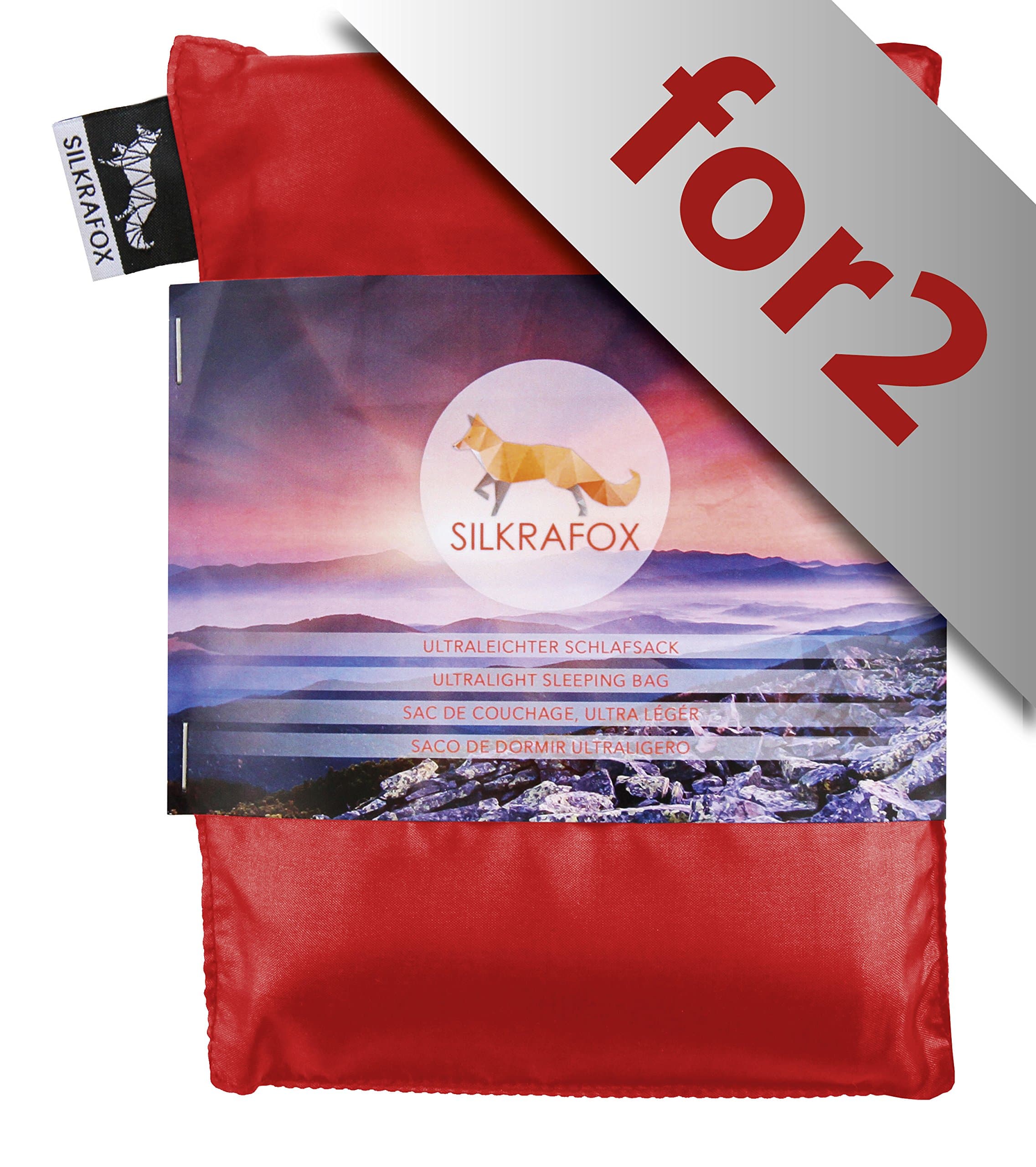 Silkrafox for 2 - ultralight sleeping bag liner for 2 persons, artificial silk inlett, perfect for hiking, backpacking, outdoor activities