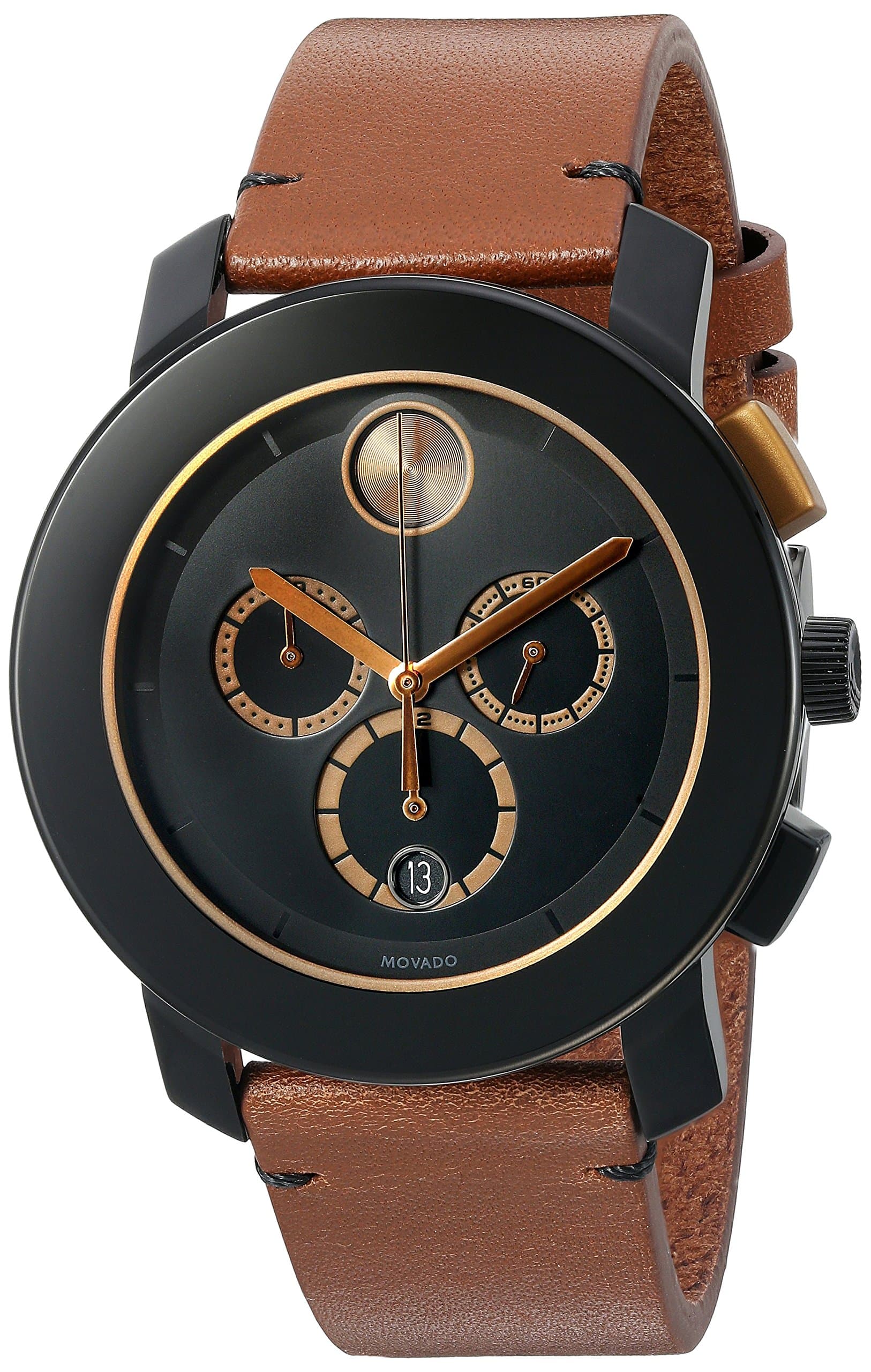 Movado Men's Swiss Quartz Stainless Steel and Leather Watch, Color: Brown (Model: 3600348)