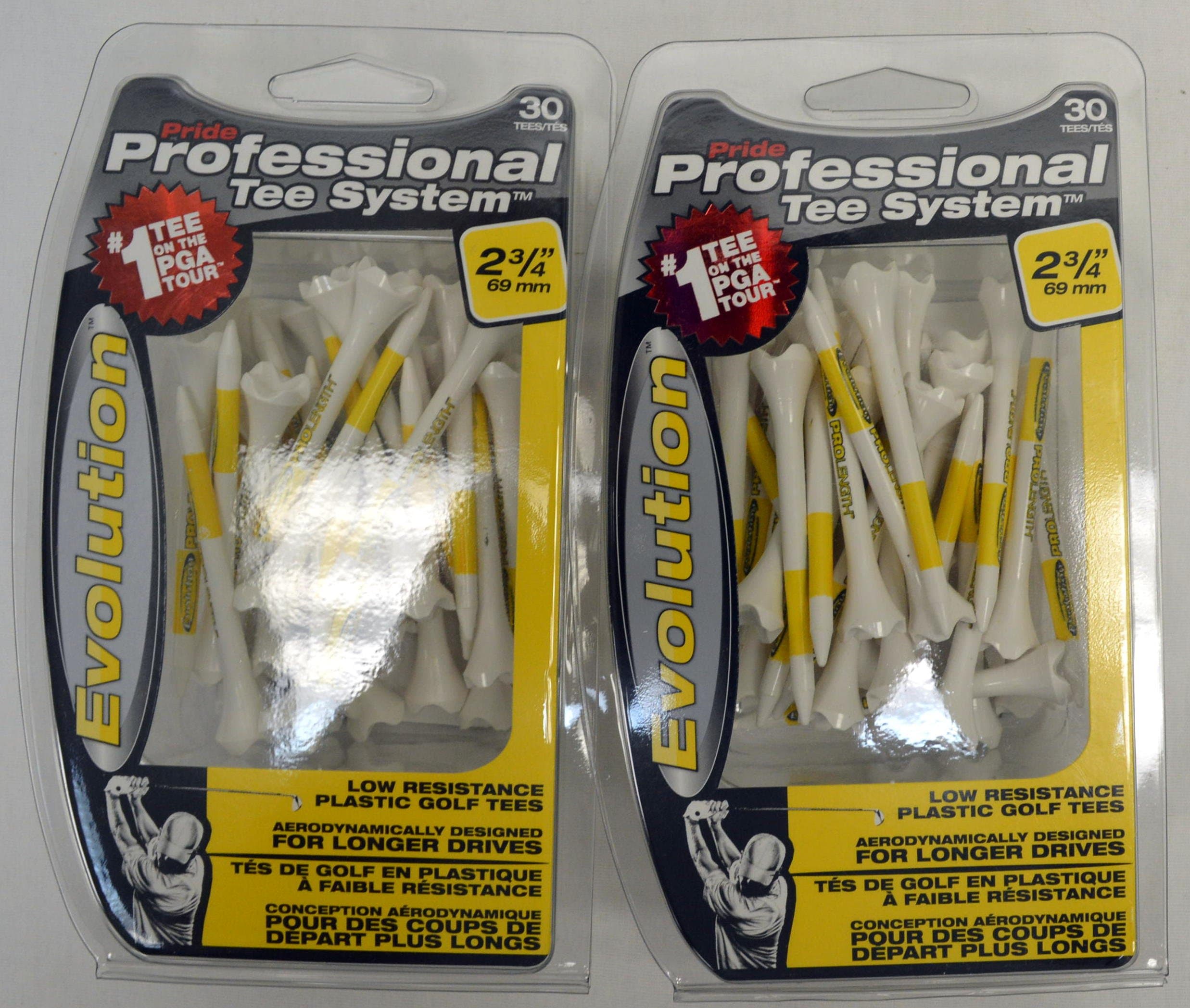 PrideSportsPride Tee System Evolution Plastic Golf Tees - 2 3/4" - 2 packs of 30 - 11978
