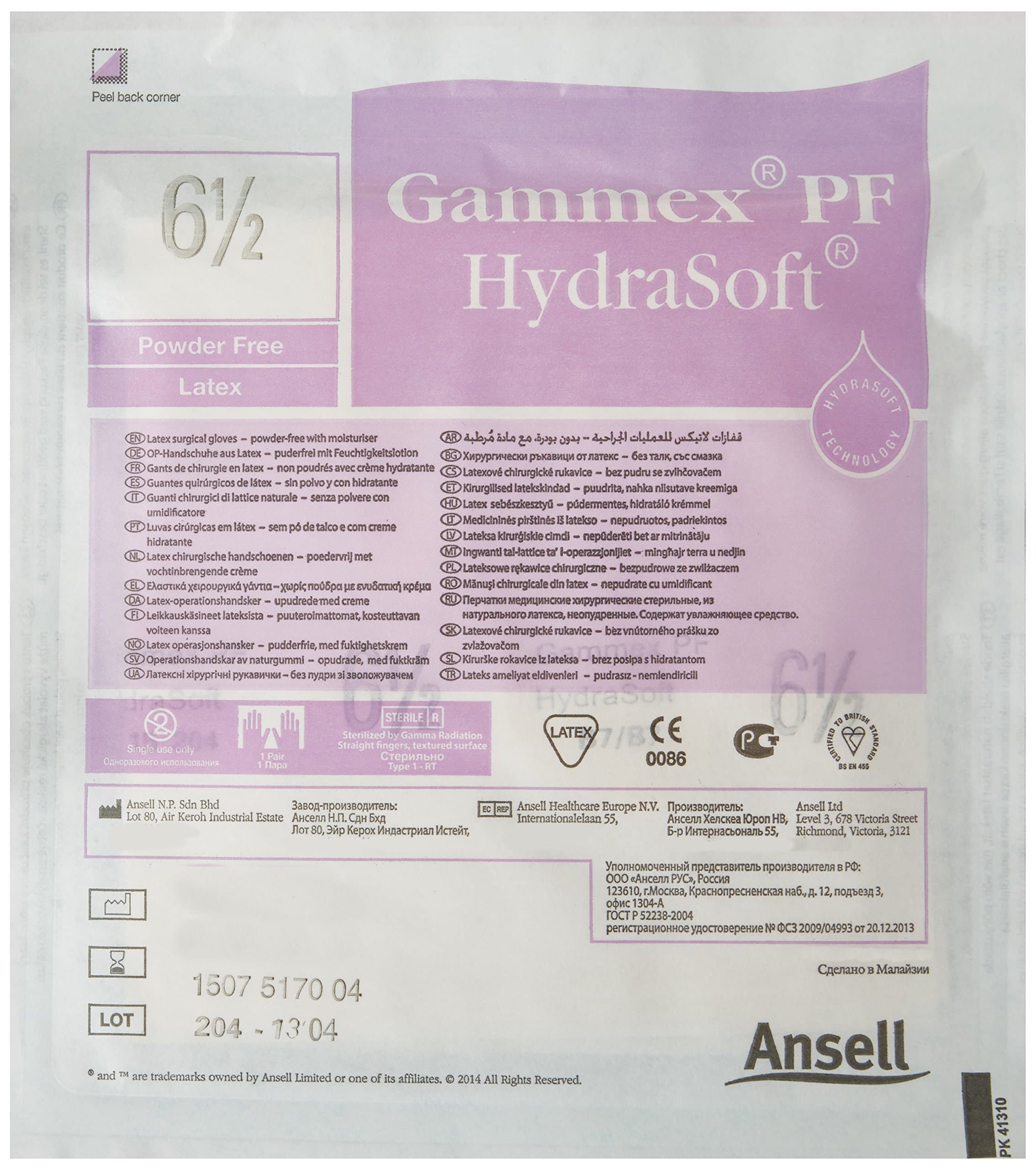 Gammex AJ352683 HYDRASOFT PF LATEX GLOVE SIZE 6.5 (Pack of 40)