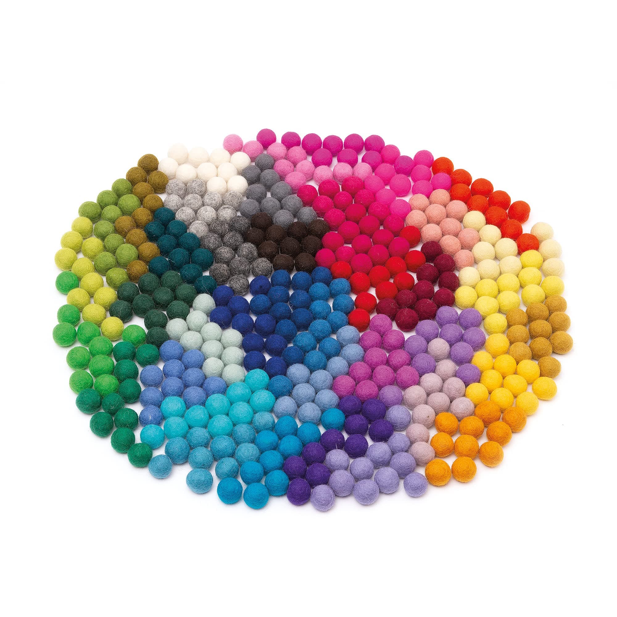 Felt Pom Poms, Wool Felt Balls (400 Pieces) 2 cm – 0.8 Inch, Handmade Felted 30 Color (Red, Pink, Blue, Yellow, Black, White, Pastel and More) Bulk Small Puff for Felting and Garland