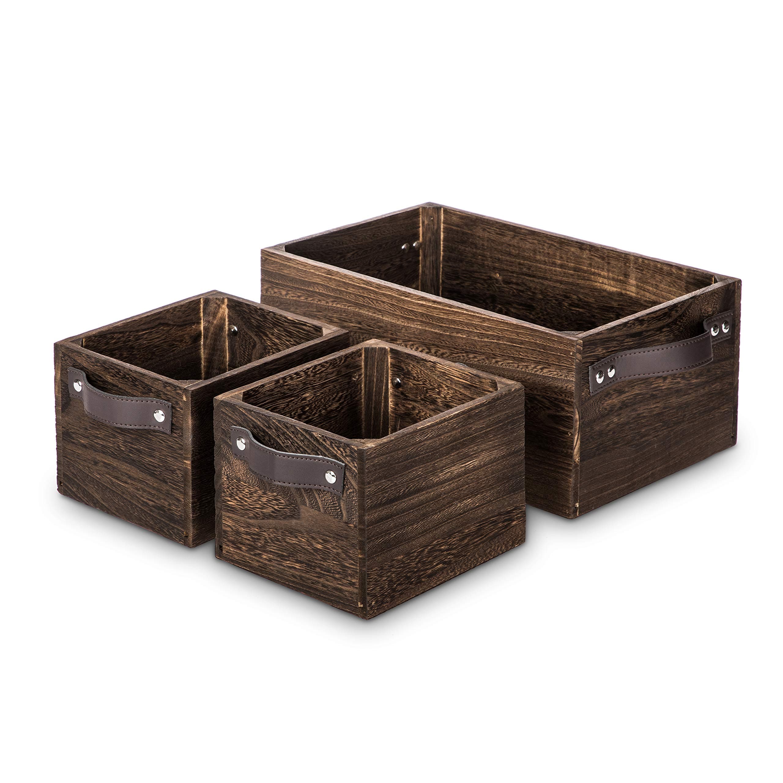 Home Zone LivingVS19583E Wooden Crate, 2-Sizes, Dark Brown