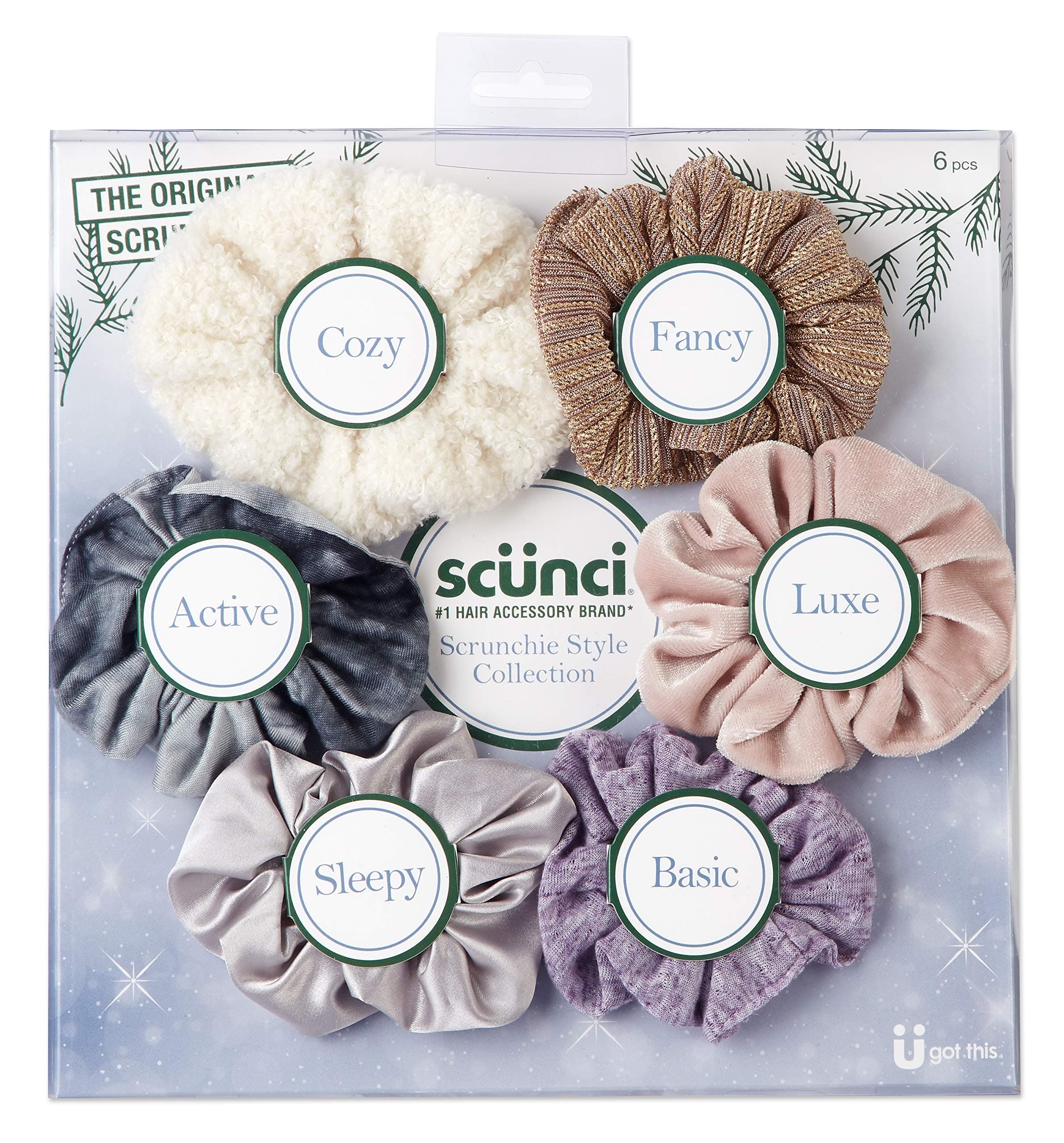 Scunci Original Scrunchie Style Box, 6 Count
