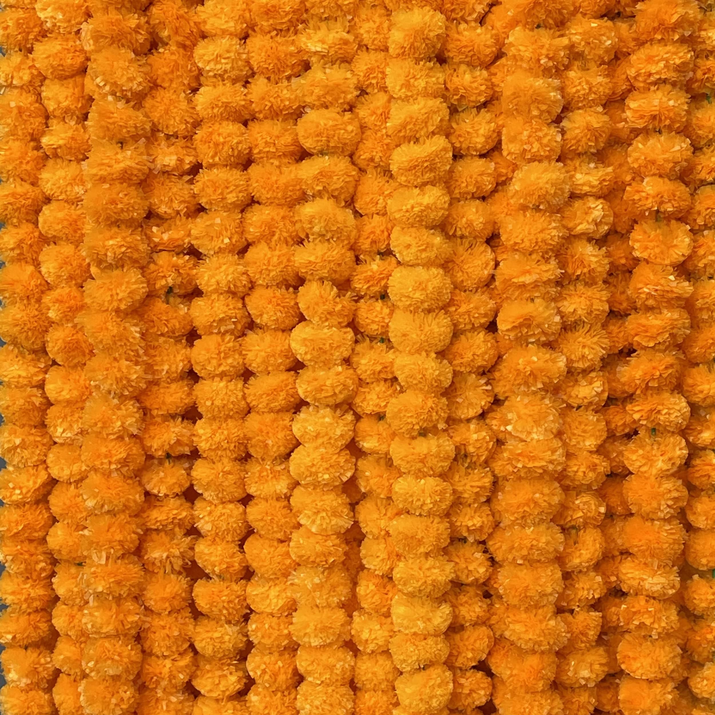 4.5 feet Marigold Garland |Indian/American Wedding Party Mantle Decoration, Faux Garlands Wedding Garland, Diwali Decoration, Spring Bush Floral! (Mango Yellow, 10)