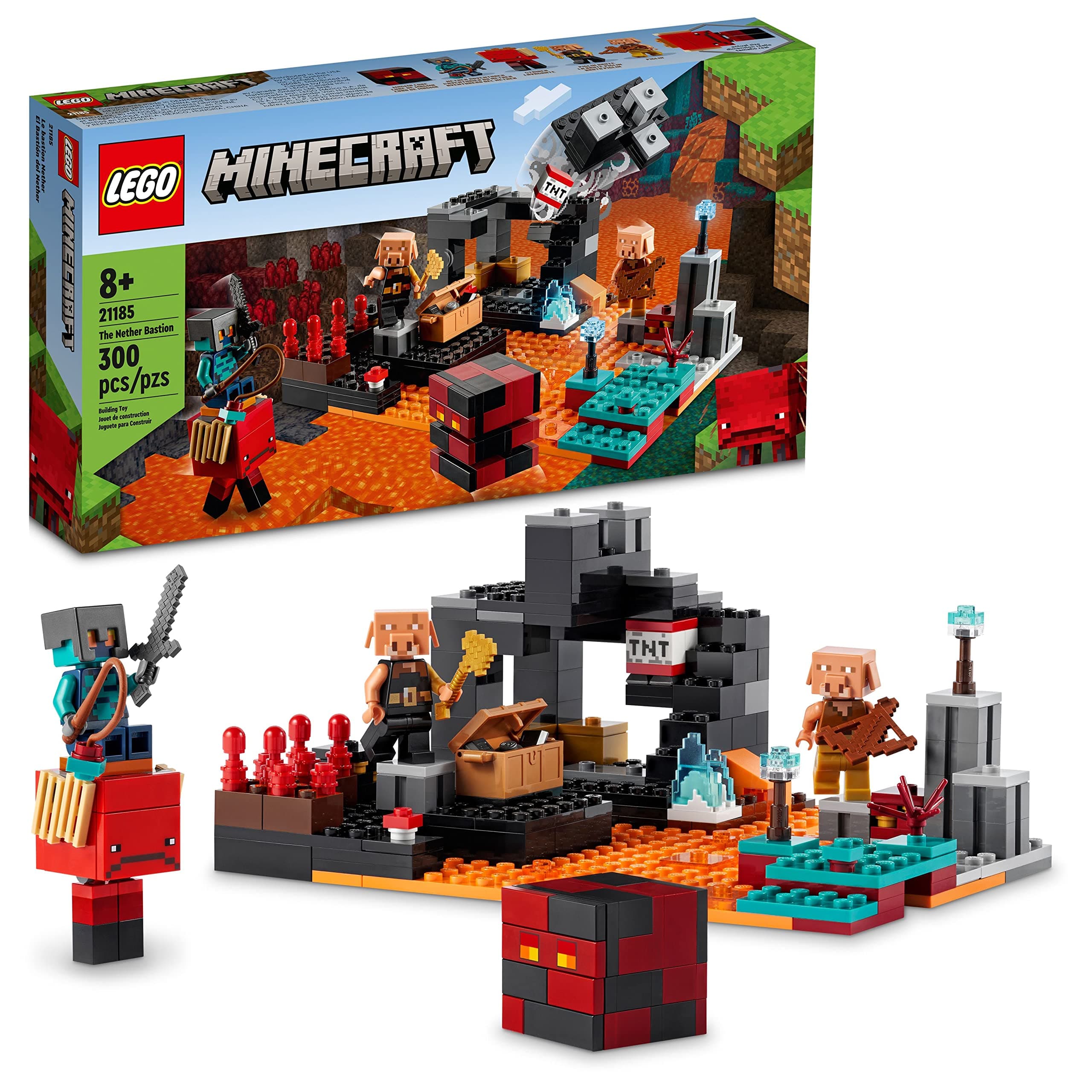 Minecraft The Nether Bastion 21185 Building Toy Set for Kids, Boys, and Girls Ages 8+; Includes 2 Zombies and a Zombie Hunter; Fun Gaming Gift (300 Pieces)