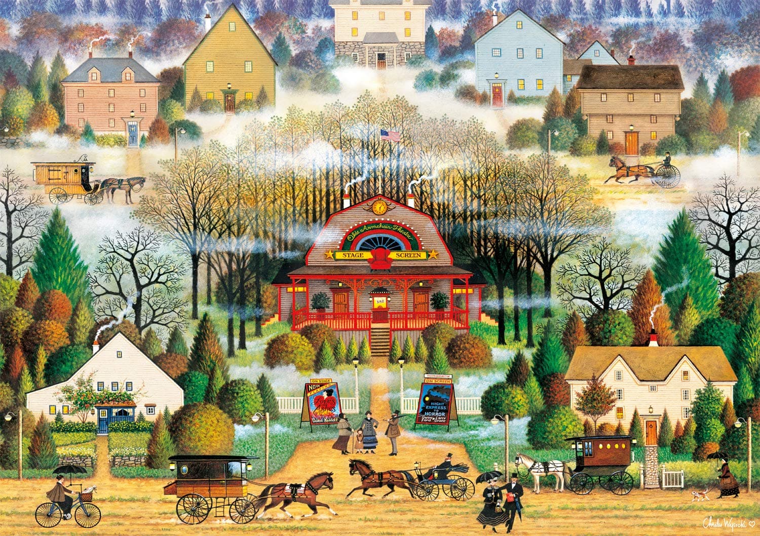 Buffalo Games - Charles Wysocki - Melodrama in The Mist - 300 Large Piece Jigsaw Puzzle, Green