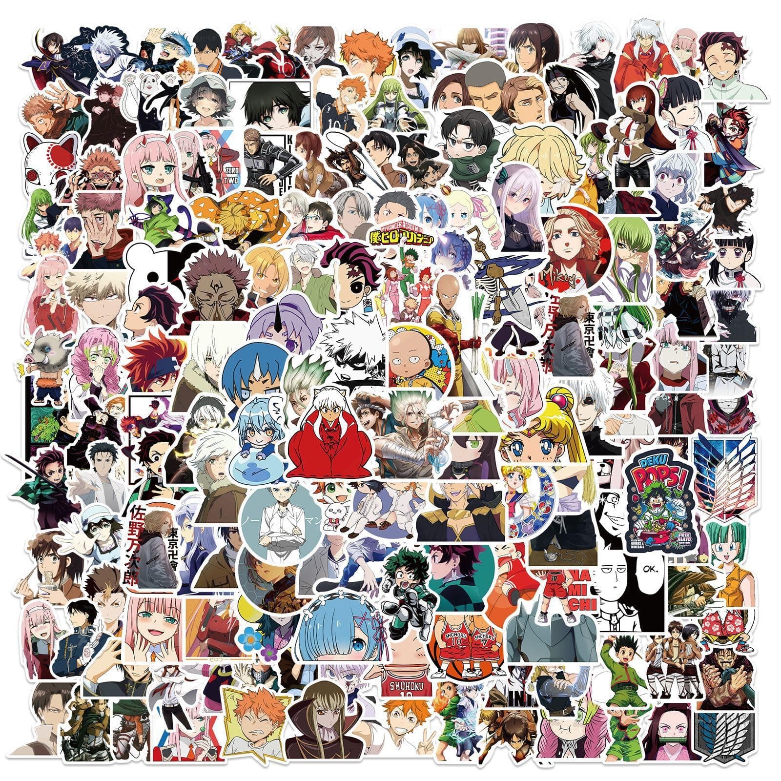 200 Pcs Anime Mixed Stickers,Vinyl Waterproof Stickers for Laptop,Bumper,Skateboard,Water Bottles,Computer,Phone,Anime Sticker Pack for Kids/Teen(Anime Stickers) (Anime Mixed Stickers 200 Pcs)