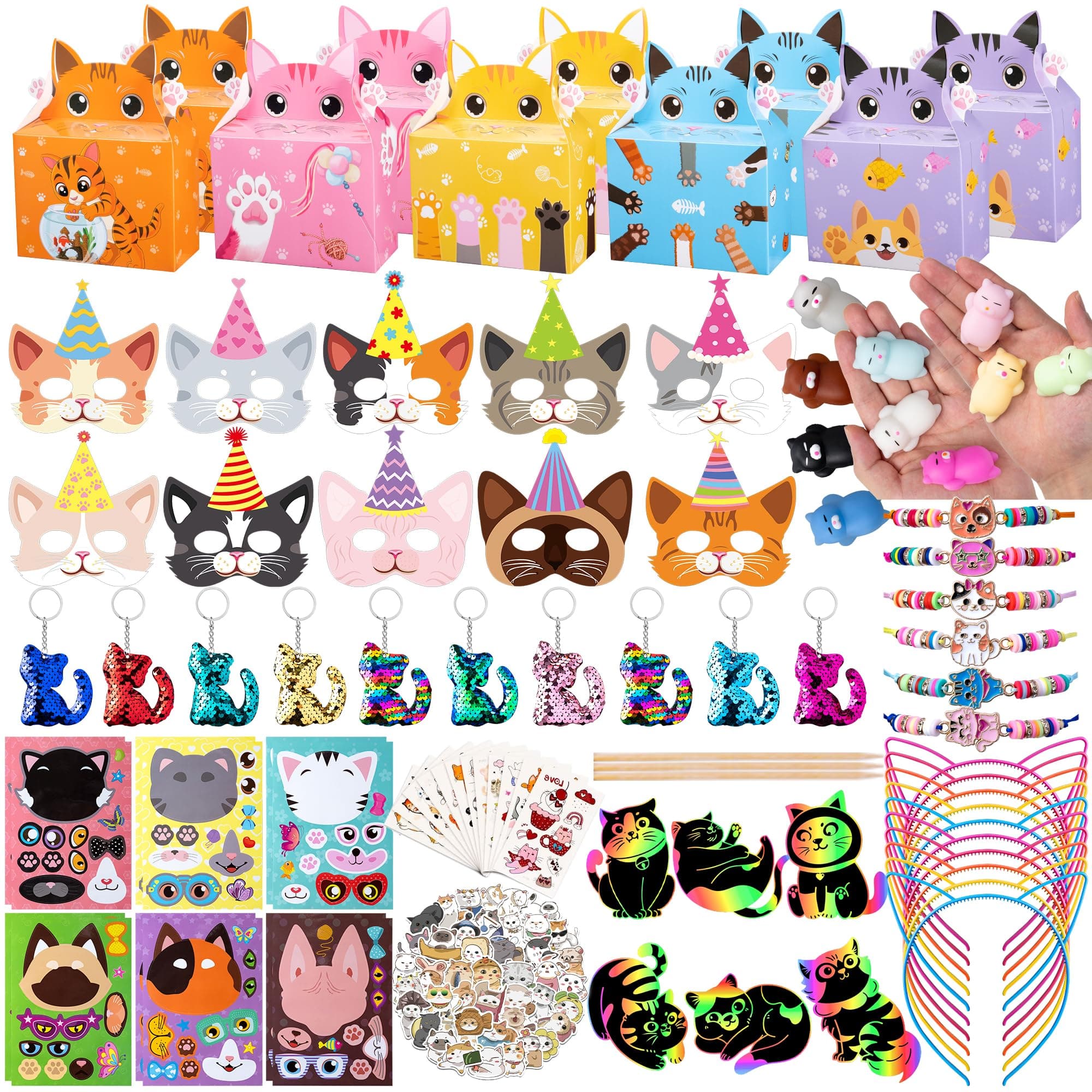 DMIGHT Cat Party Favors for Kids - Cat Themed Birthday Party Supplies Cat Toys Goodie Bag Stuffers Fillers