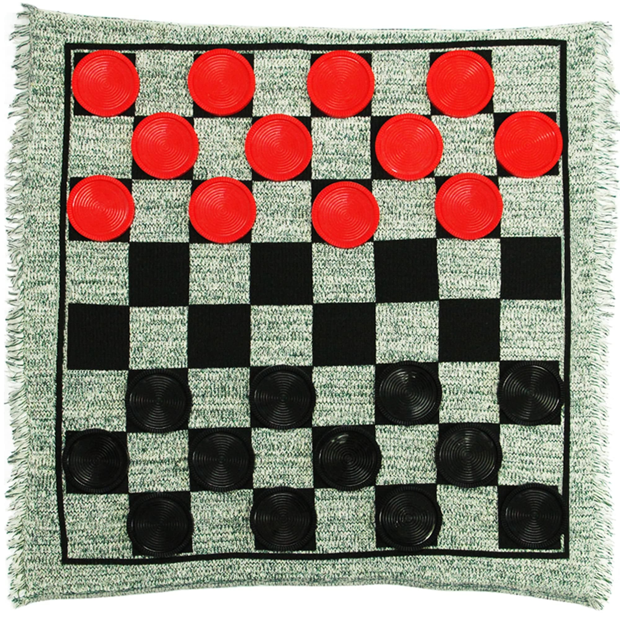 Lulu Home Giant Checkers, 3-in-1 Jumbo Checkers Rug Checkers Board Game with Super Tic Tac Toe Set