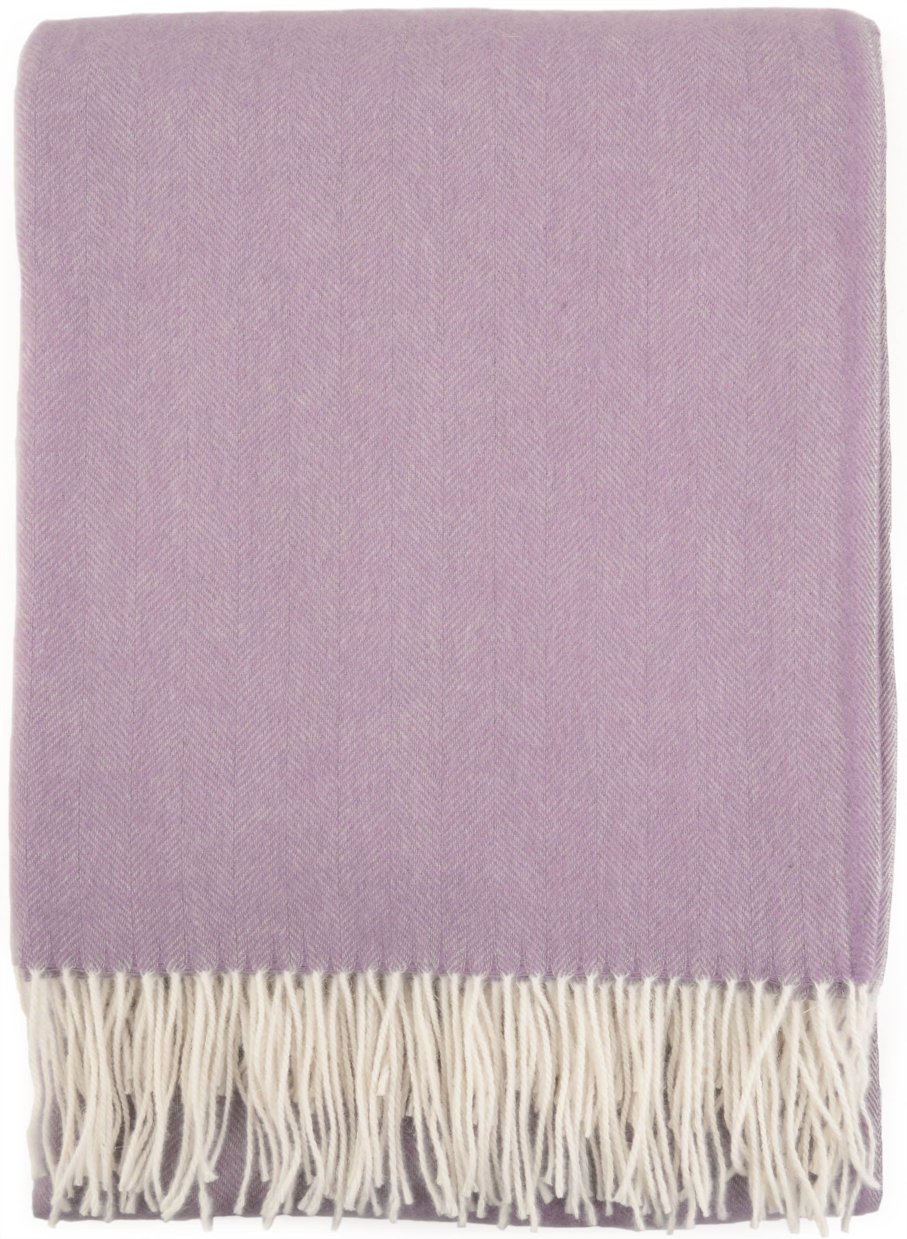 '100% Extra Fine Merino Very Warm smooth ruva Blanket in Classic Herringbone Pure New Wool, 140 x 200 cm (Colour May Vary) purple