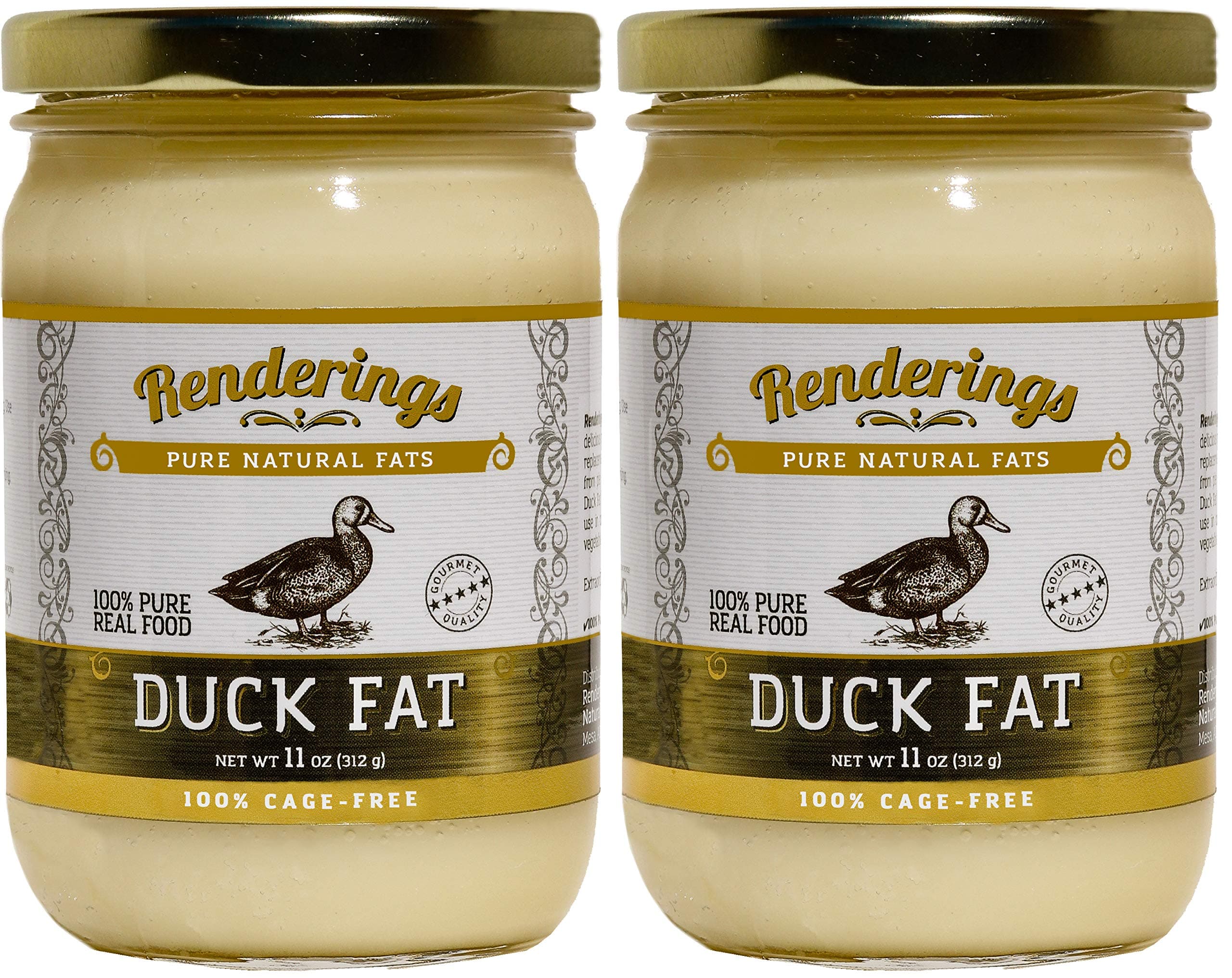 Rendering's Duck Fat, Premium Cage-Free, Gourmet Cooking Oil, 11 oz (2-Pack)