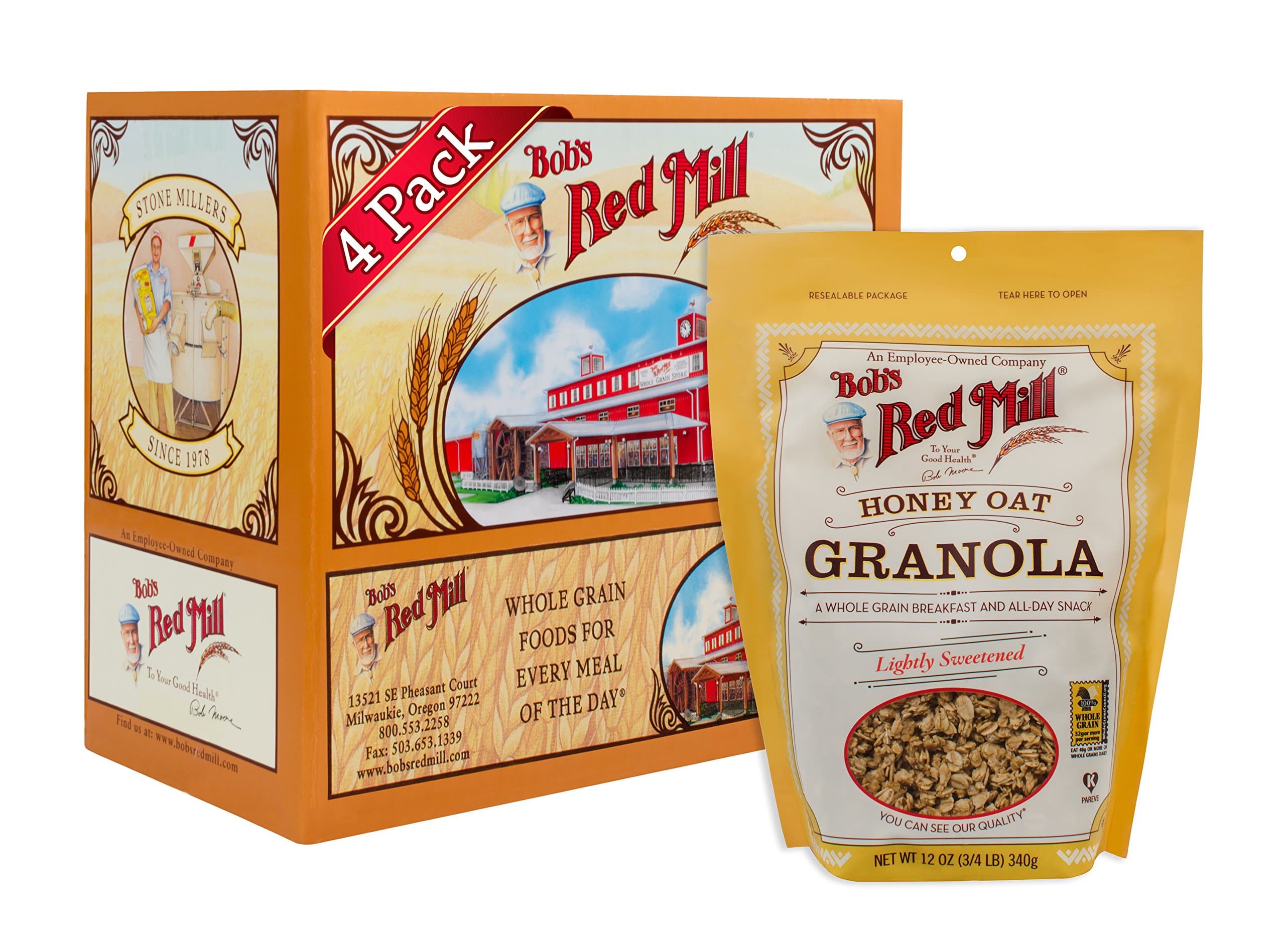 Honey Oat Granola, 12oz (Pack of 4) - Whole Grain, Kosher