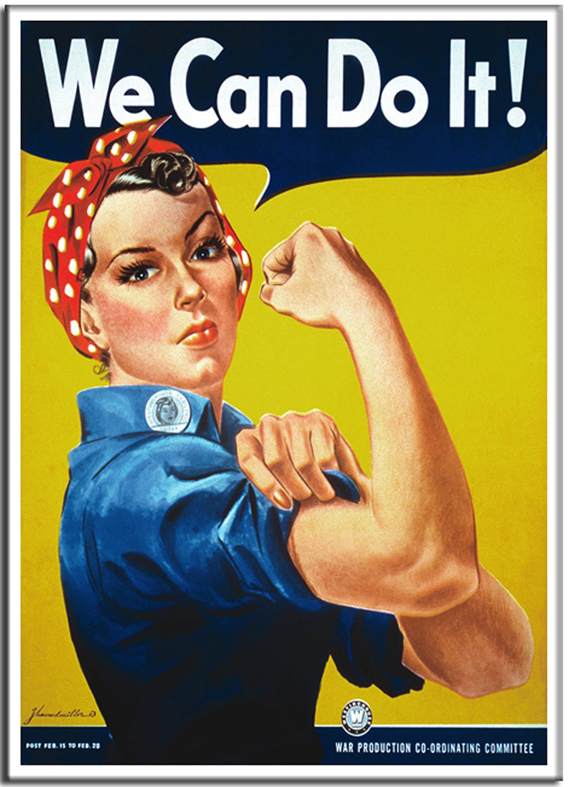 WE CAN DO IT! by J. Howard Miller - 1942 - United States - Vintage Poster - A4 Matte (11.7 x 8.3 inch)