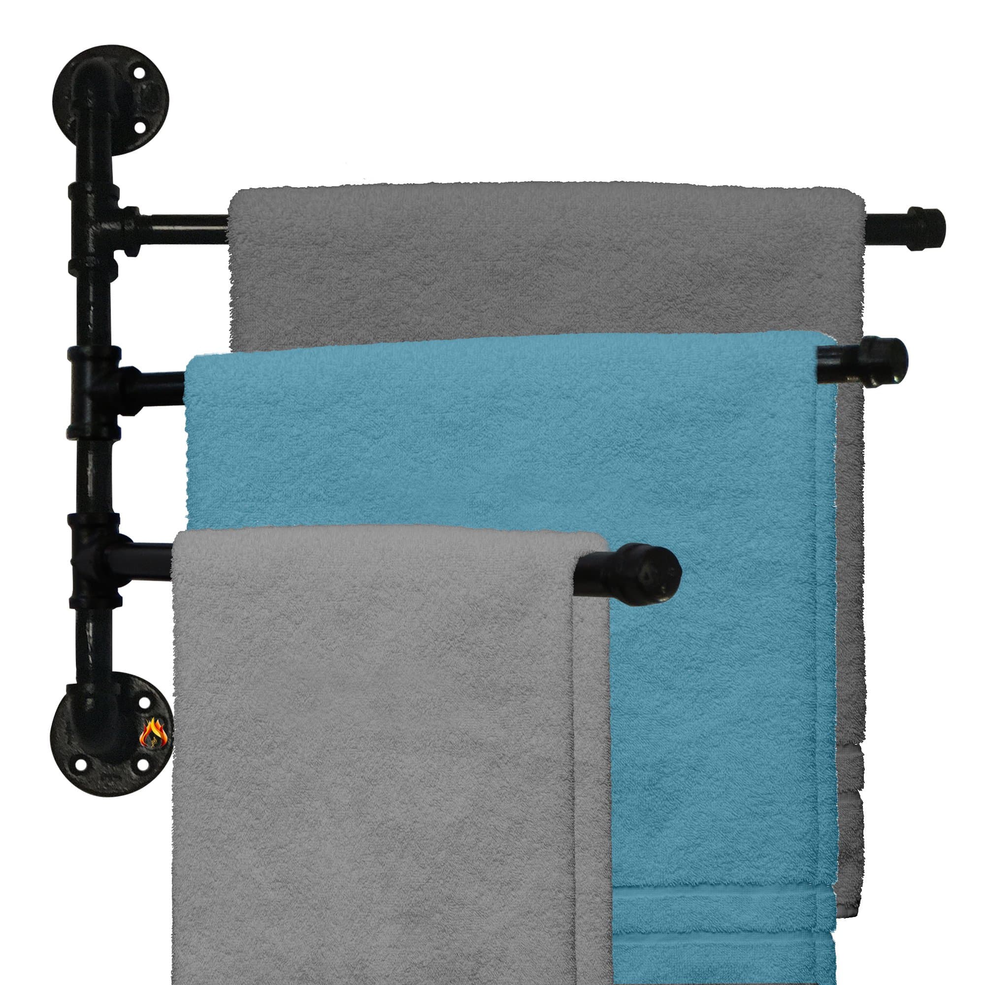 Outdoor Towel Rack For Pool or Bathroom Use - 3 Arm Swivel Towel Rack 20" - Wall Mounted Towel Holder
