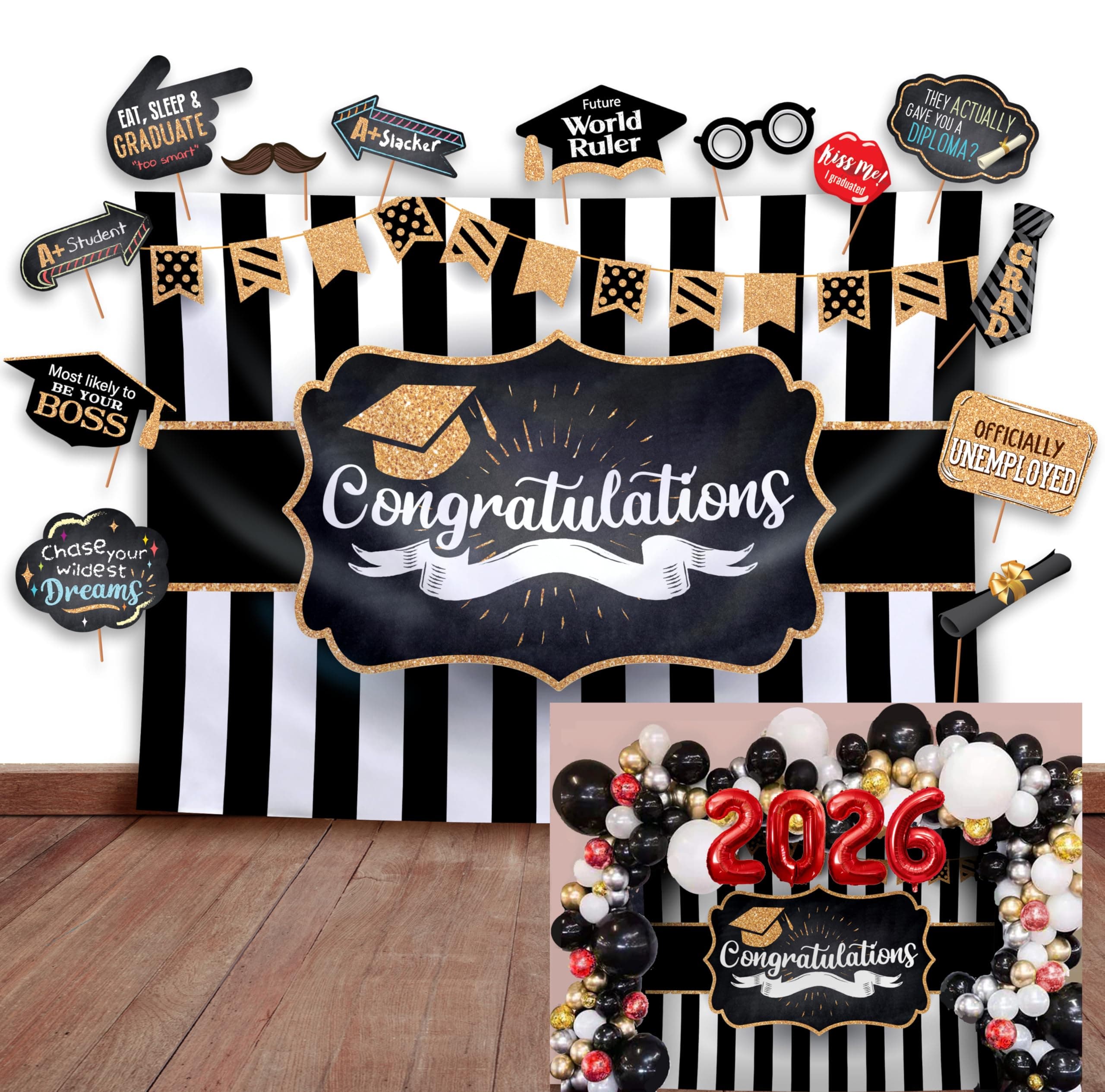 Graduation Backdrop Kit with Props
