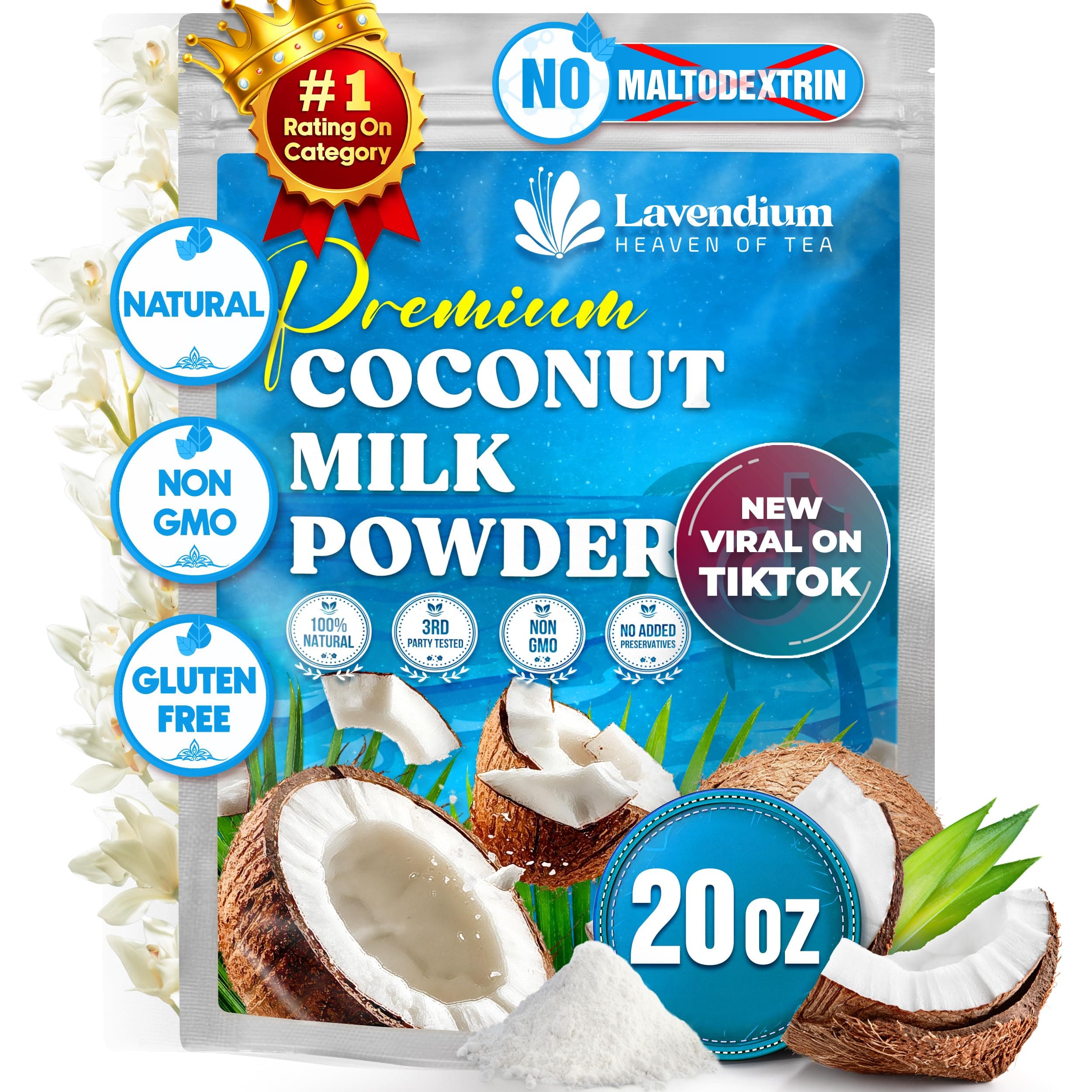 20oz (1.25 lbs) Coconut Milk Powder, 100% Natural, Unsweetened, Perfect for Cake, Coffee, Tea, Creamer Alternative, No Additives, No Gluten, Vegetarian