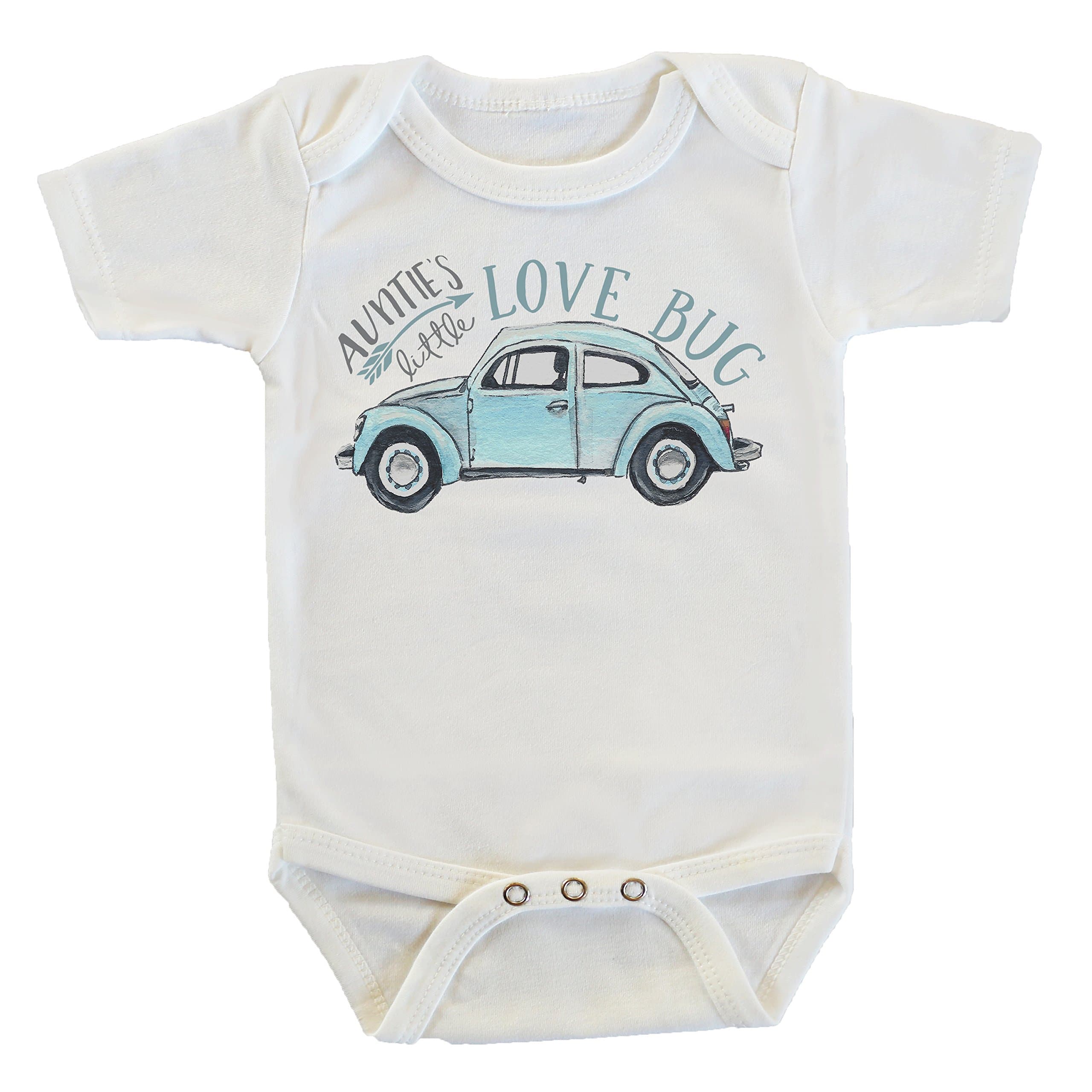 Witty and Bitty Auntie's Little Love Bug Car Onesie/Bodysuit, Gifts from Aunt for Nephew Baby Shower Present
