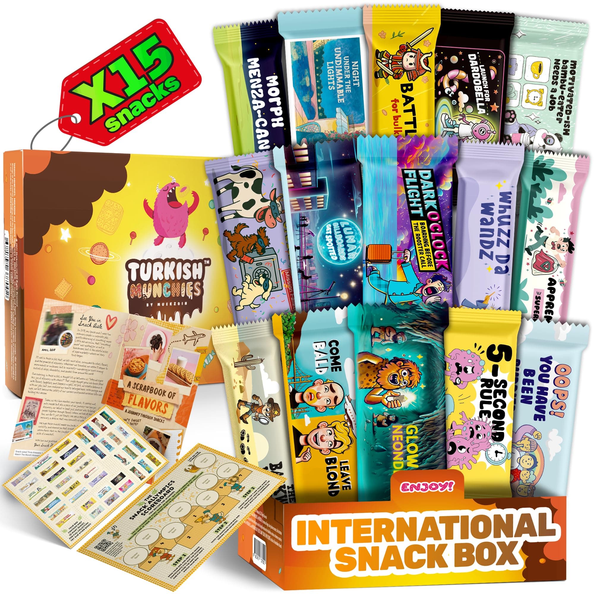International Snack Box, Unique Experience with Universal Exotic Candies and Treats from around the World, Gift-Ready Foreign Foods in Packages Inspired by European, Japanese and Korean Cultures