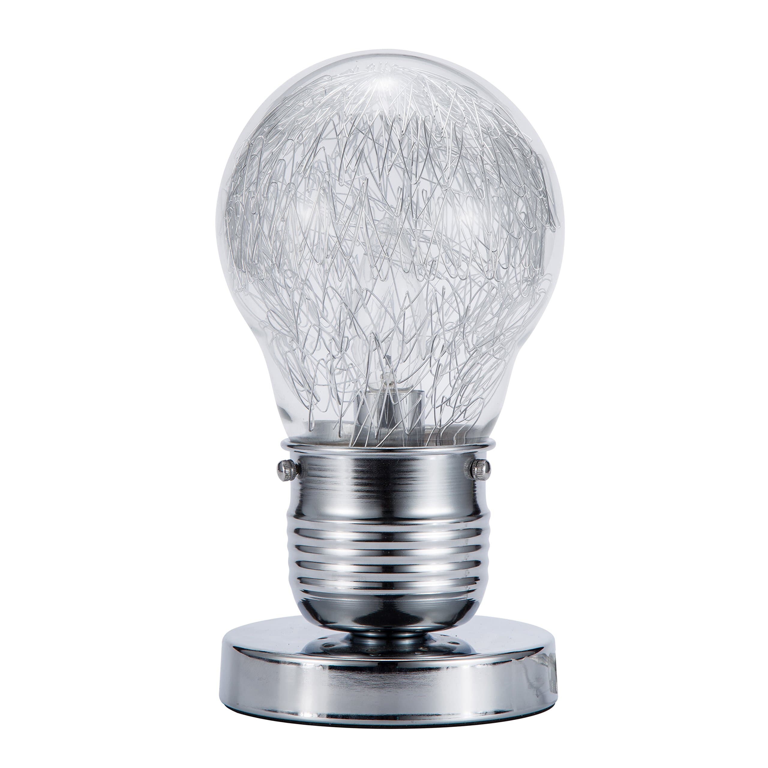 Chrome Mini Metal Vintage Table Lamp With Antique Glass Shades， Hardware Edison