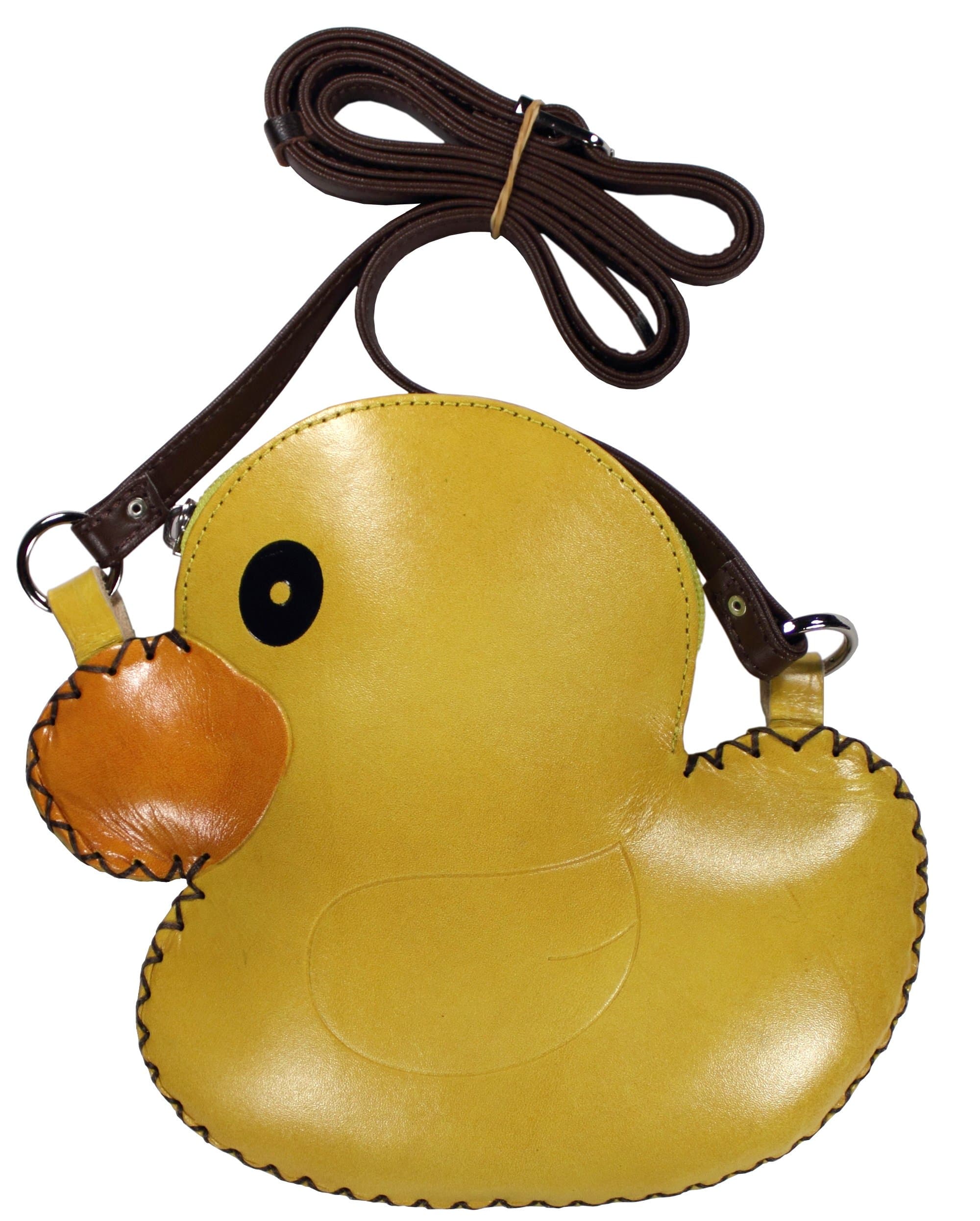 Yellow Rubber Ducky Duck Genuine Leather Cross Body Shoulder Bag Purse