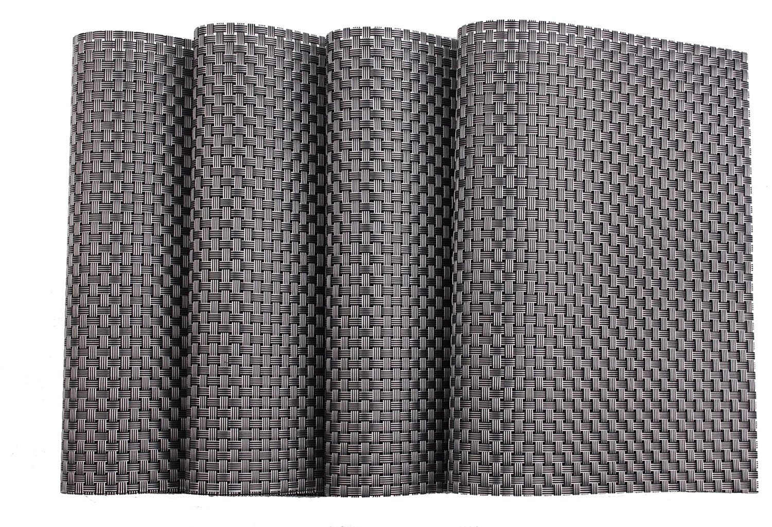 Spaco Cross Bamboo Style Table Placemats Heat Insulation Non-slip Table Decor Mats for Kitchen Dining Room,Set of 4 (Silver, Black B1)