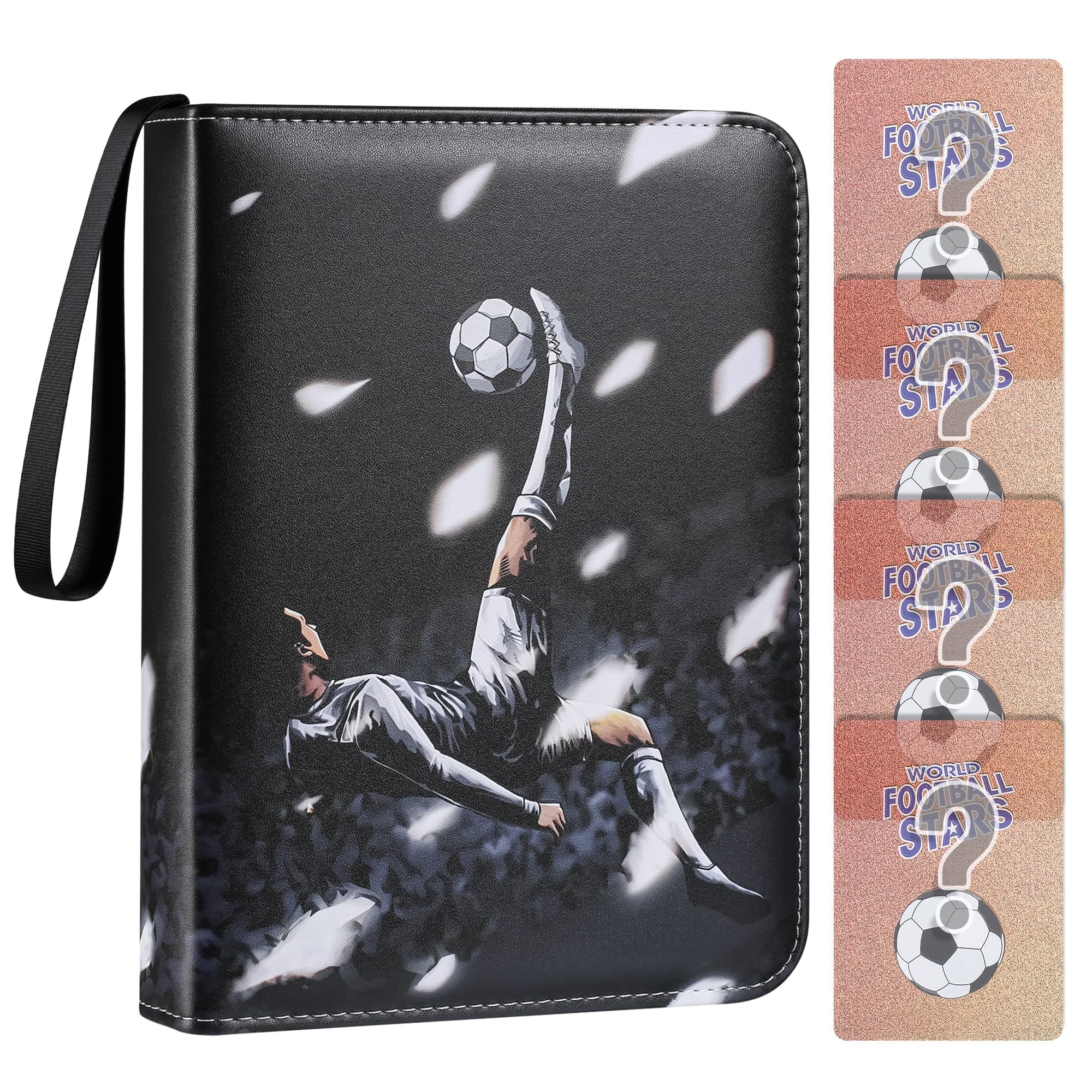 Trading Card Album for Football, Binder Card Holder, Fits 400 Cards with 50 Removable Sleeves, Carrying Case Binder Album, Book Folder Storage Organizer (Send four football cards Randomly)