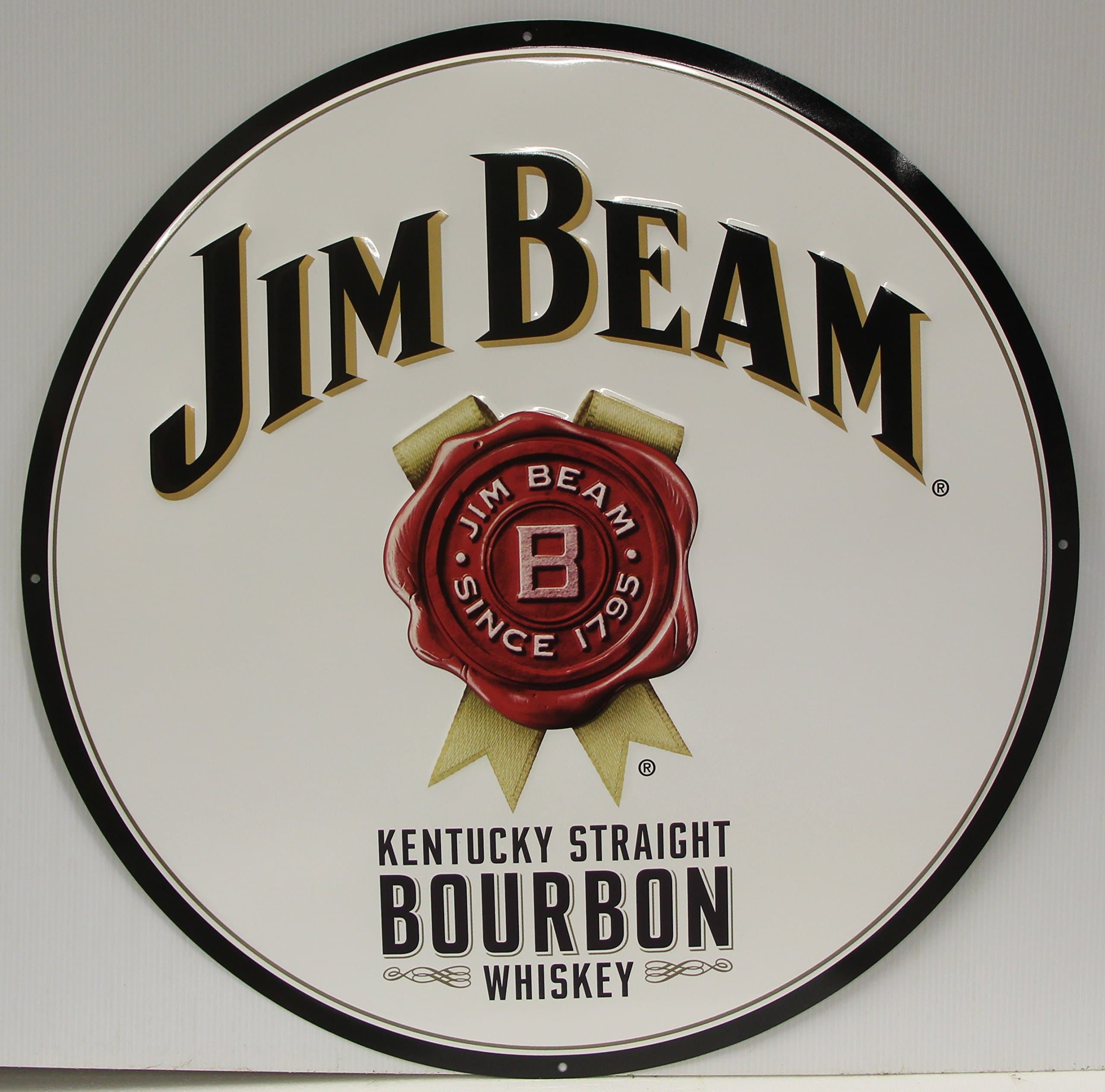 Jim Beam Whiskey 24" Metal Sign Kentucky straight bourbon whiskey Logo embossed Sign