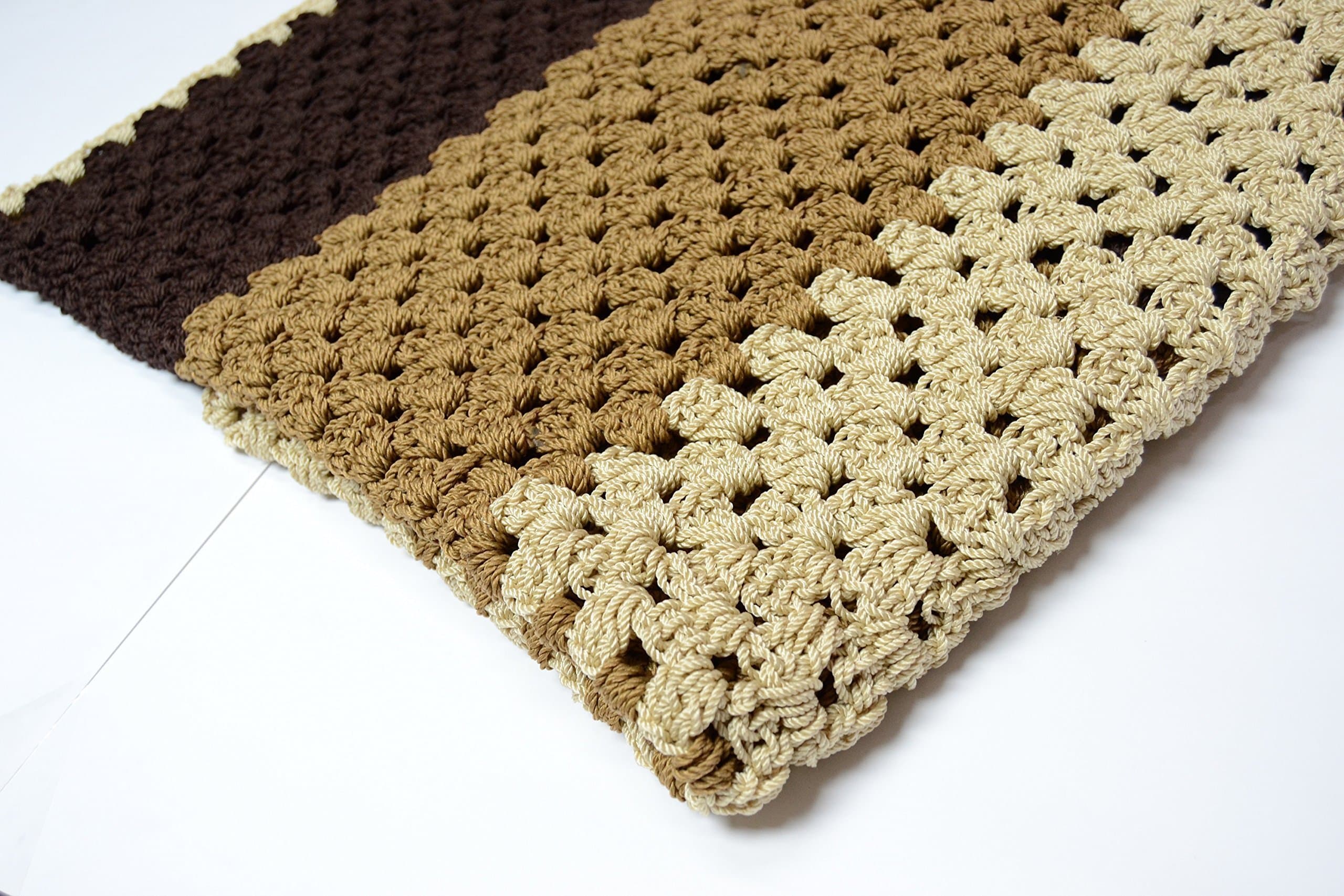 Crochet MAKRAMAH Square Rug, Brown Beach Decor, 100 * 100 Cm 39 * 39", Nursery Rug