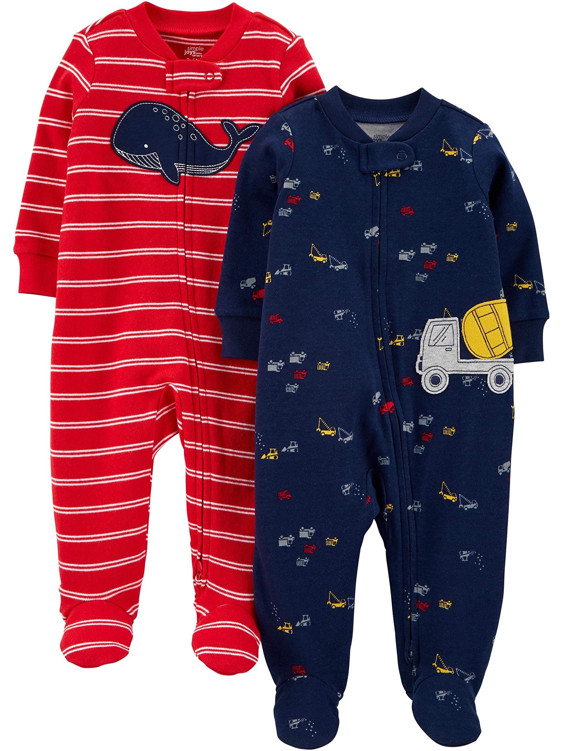 baby-boys 2-way Zip Thermal Footed Sleep and Play, Pack of 2