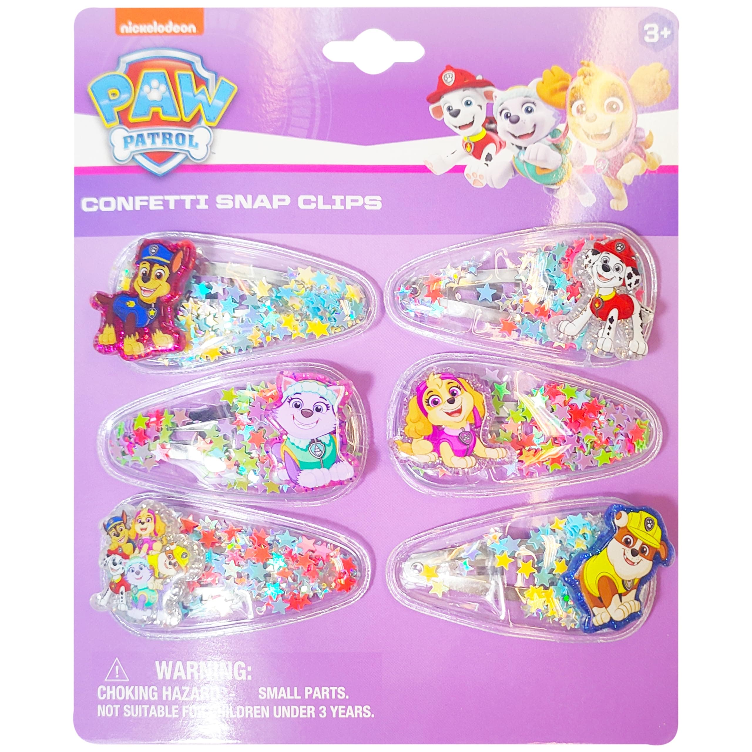 6pc Cute Hair Clips For Girls with Favorite Character Charms, Magical Confetti Hair Clips for Kids, Toddler Hair Accessories, Ages 3+