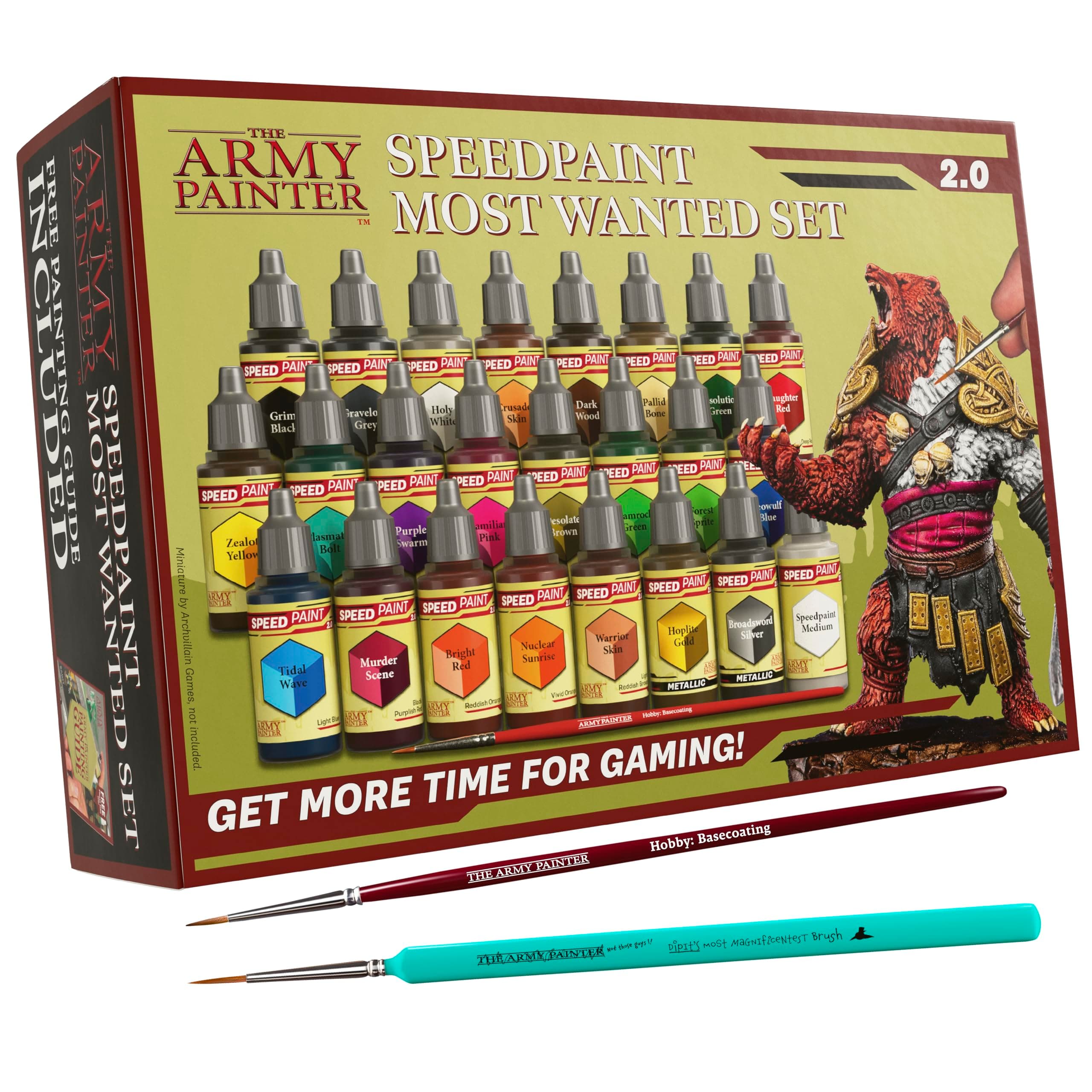 Speedpaint 2.0 Most Wanted Paint Set Combo, Acrylic Contrast Paint Set with 24 Dropper Bottles of 18ml and 2 brushes, For Miniature Painting