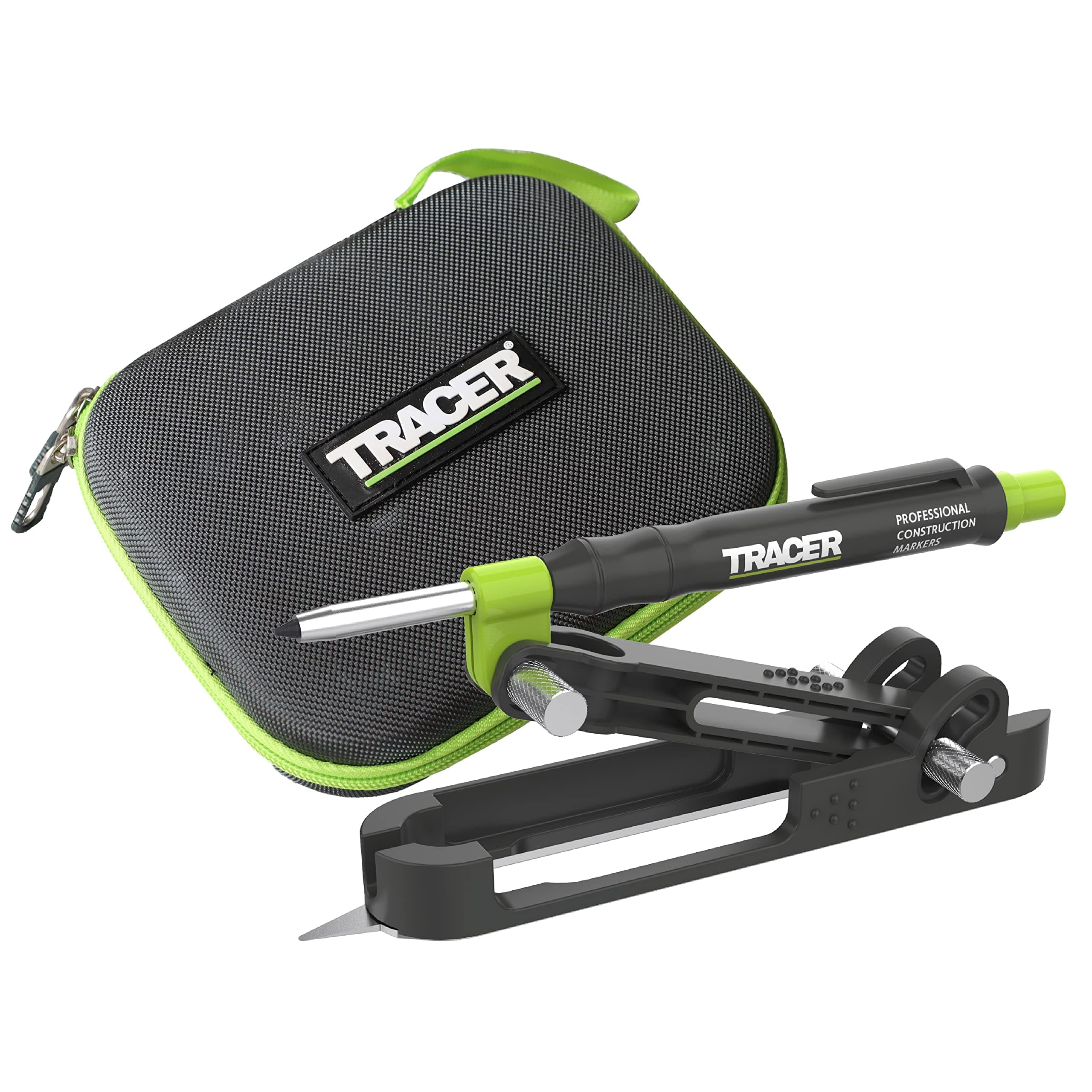 – Tracer ProScribe Tool with Deep Hole Pencil, Lead Holster and Carry Case (DIY, Woodworking, and Carpentry Multi-Function Scribe Tool)