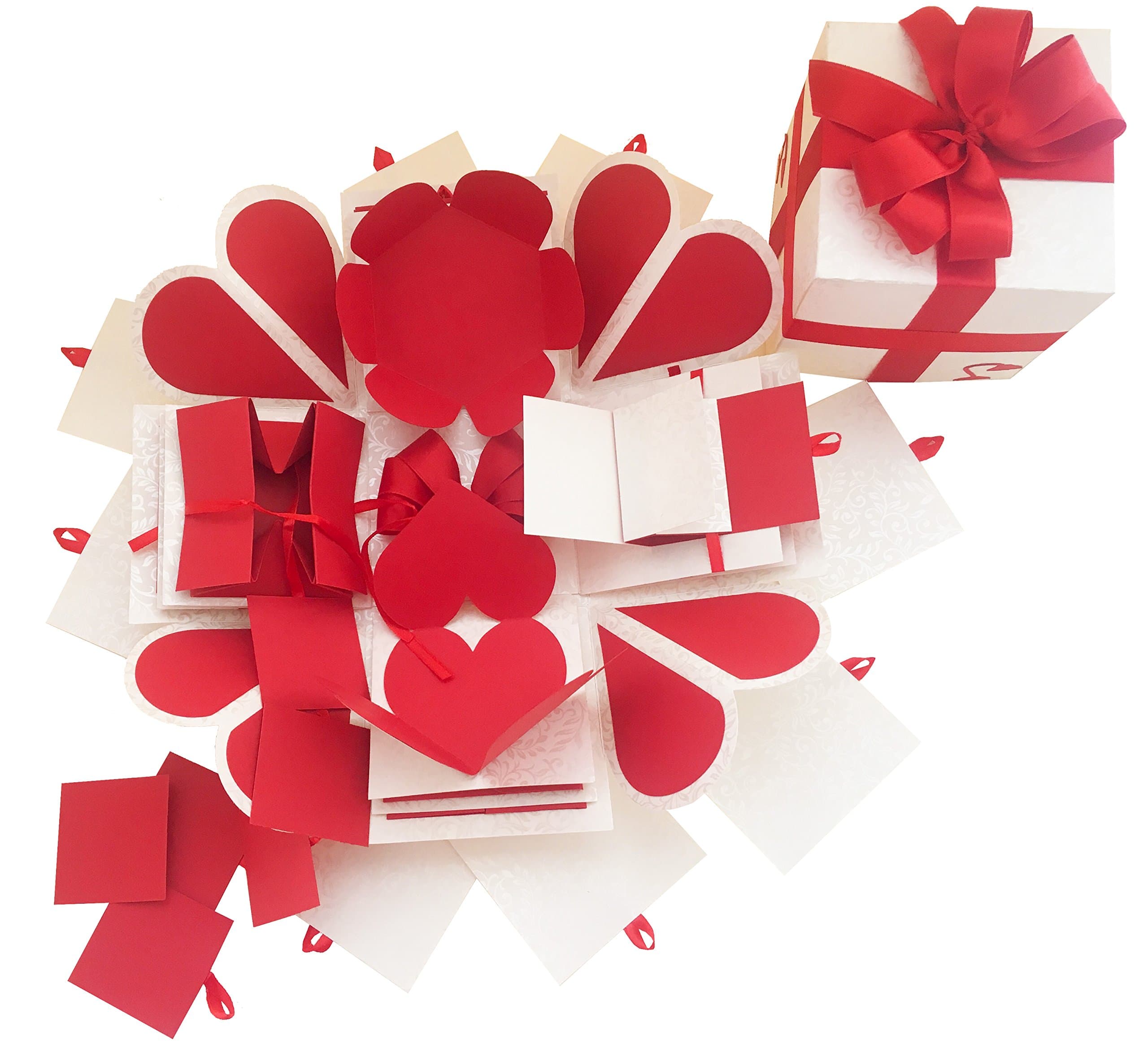 Crack of Dawn Crafts 3 Layered Romantic Heart Explosive Box - Red Love (3 Layers)