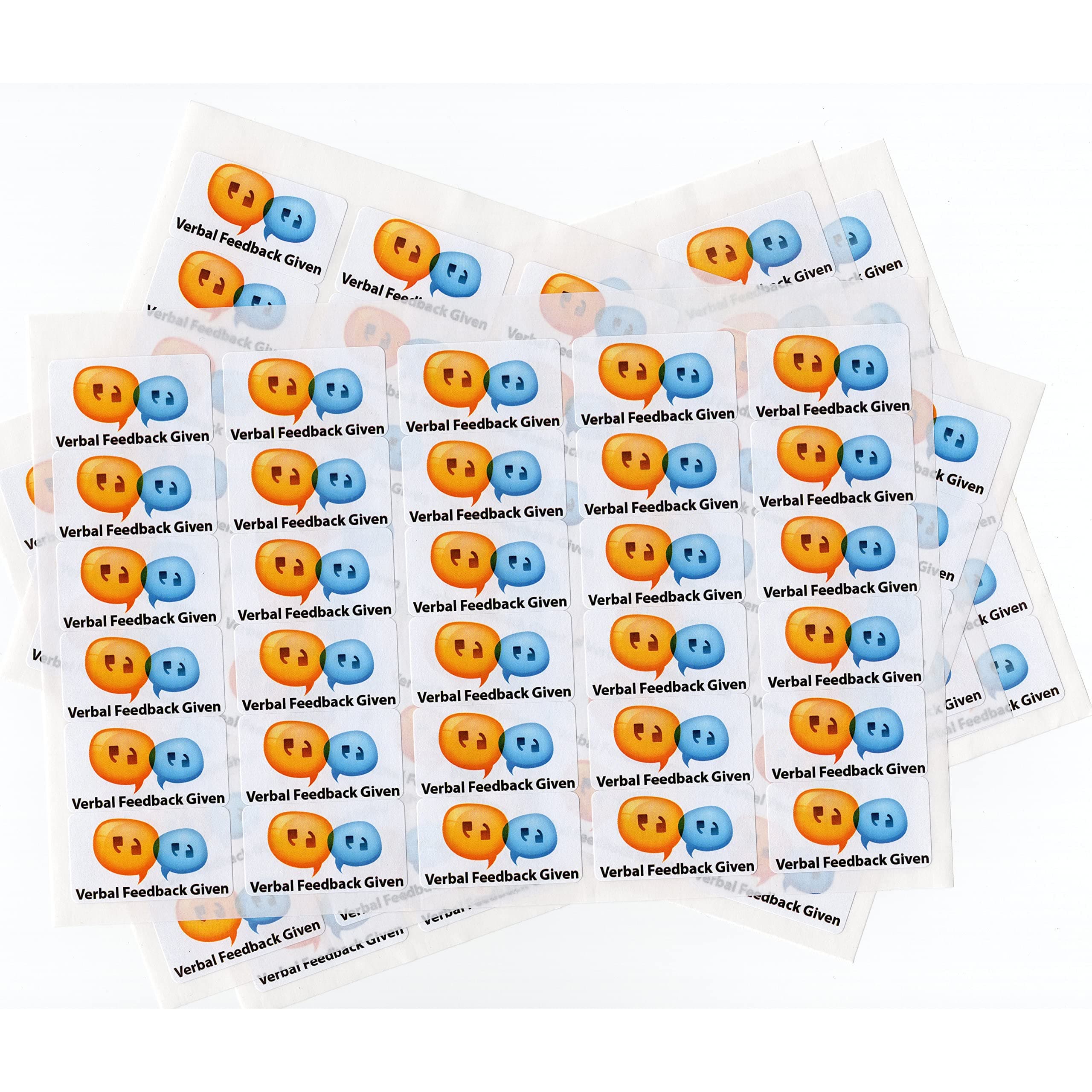 480x Verbal Feedback Given Stickers (38 x 21mm) Colourful, Clean & Consistent Self Adhesive Marking Labels.