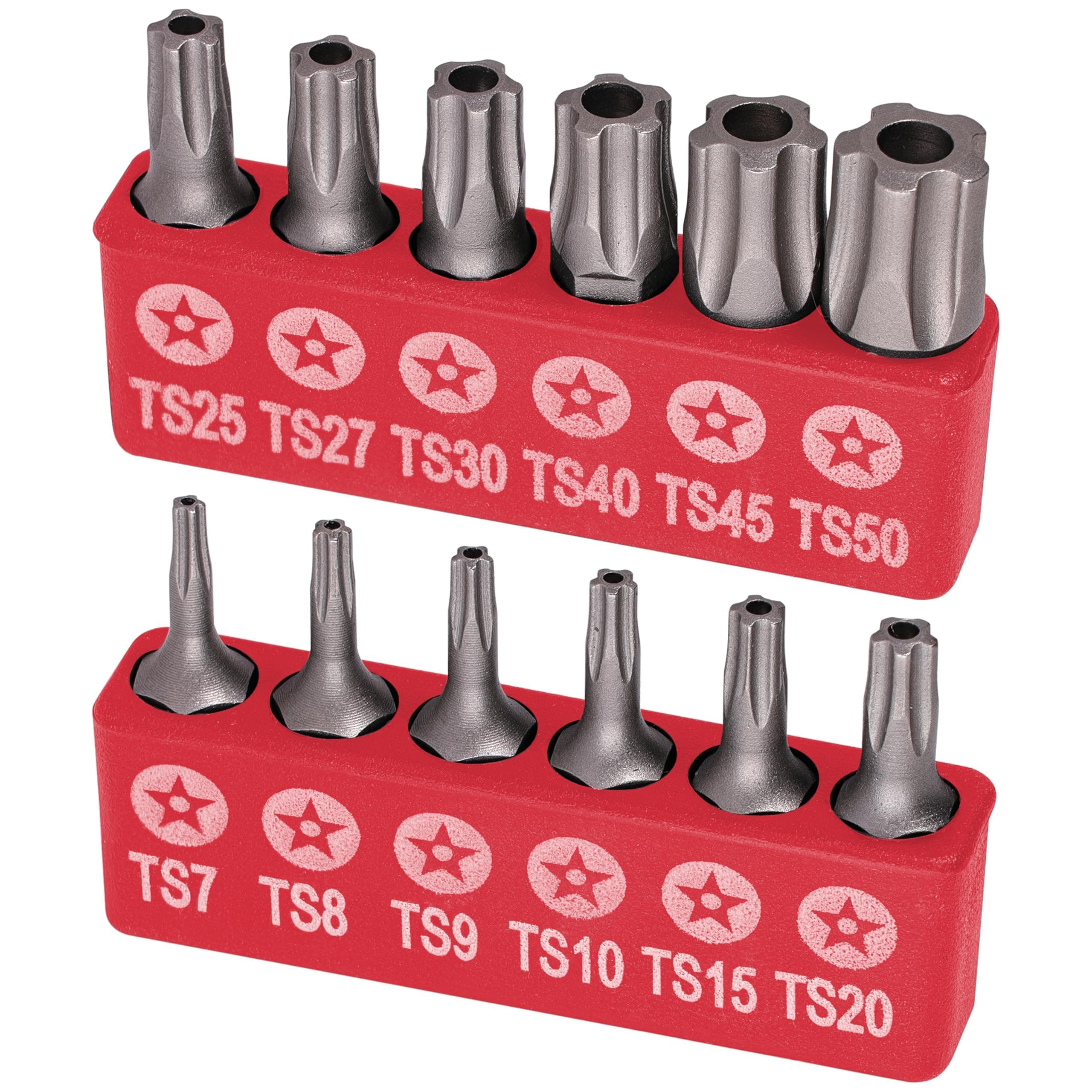 RAMPRO 9Pc Torx Star 5 Point, Security Tamper Proof, Driver Bit Set- T10, 15,20,25,27,30,40,45,50- Multifunction Damage/Shear Resistant Hollow Torque Kit