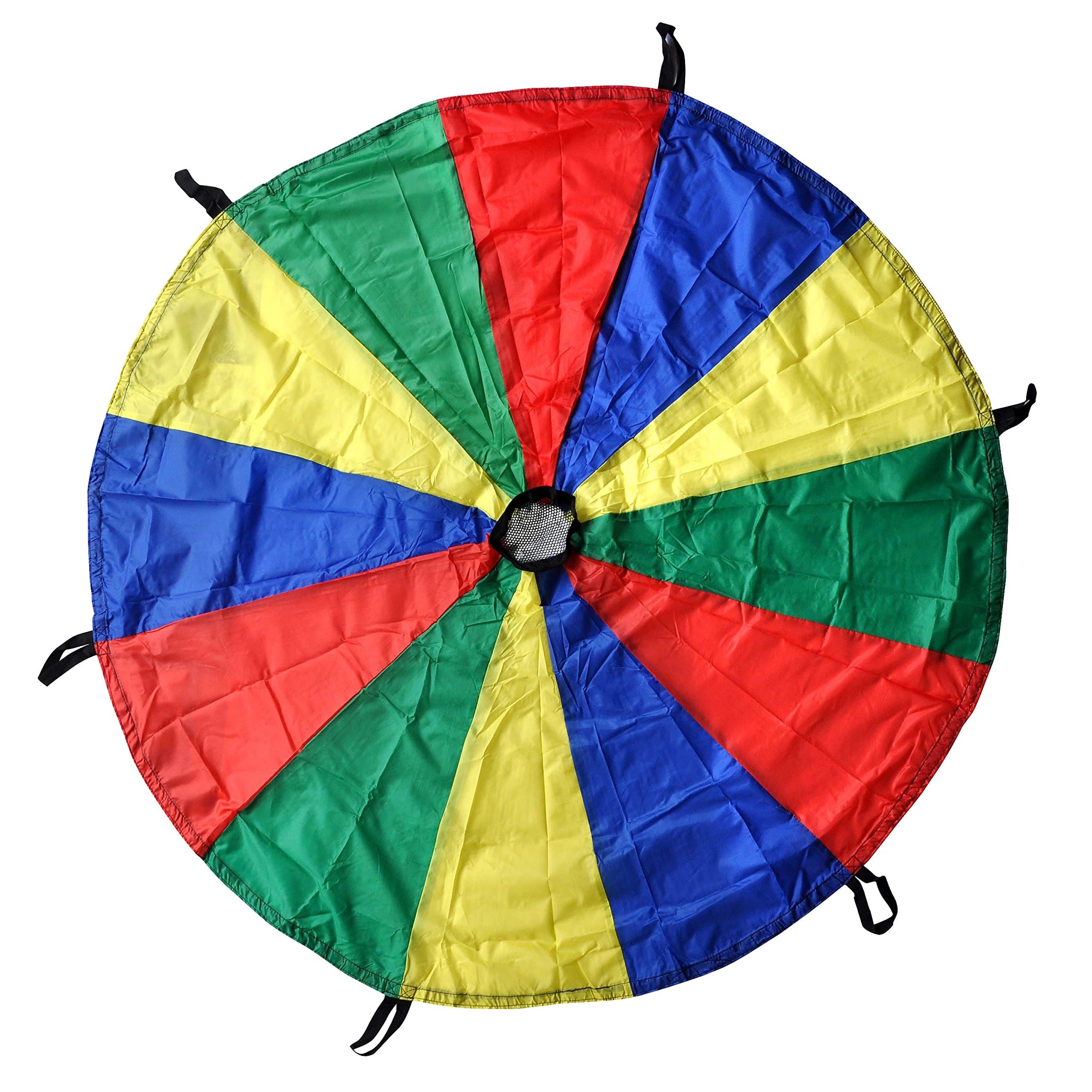 GSi Kids Play Parachute Rainbow Parachute Toy Tent Game for Children Gymnastic Cooperative Play and Outdoor Playground Activities (12 Feet)