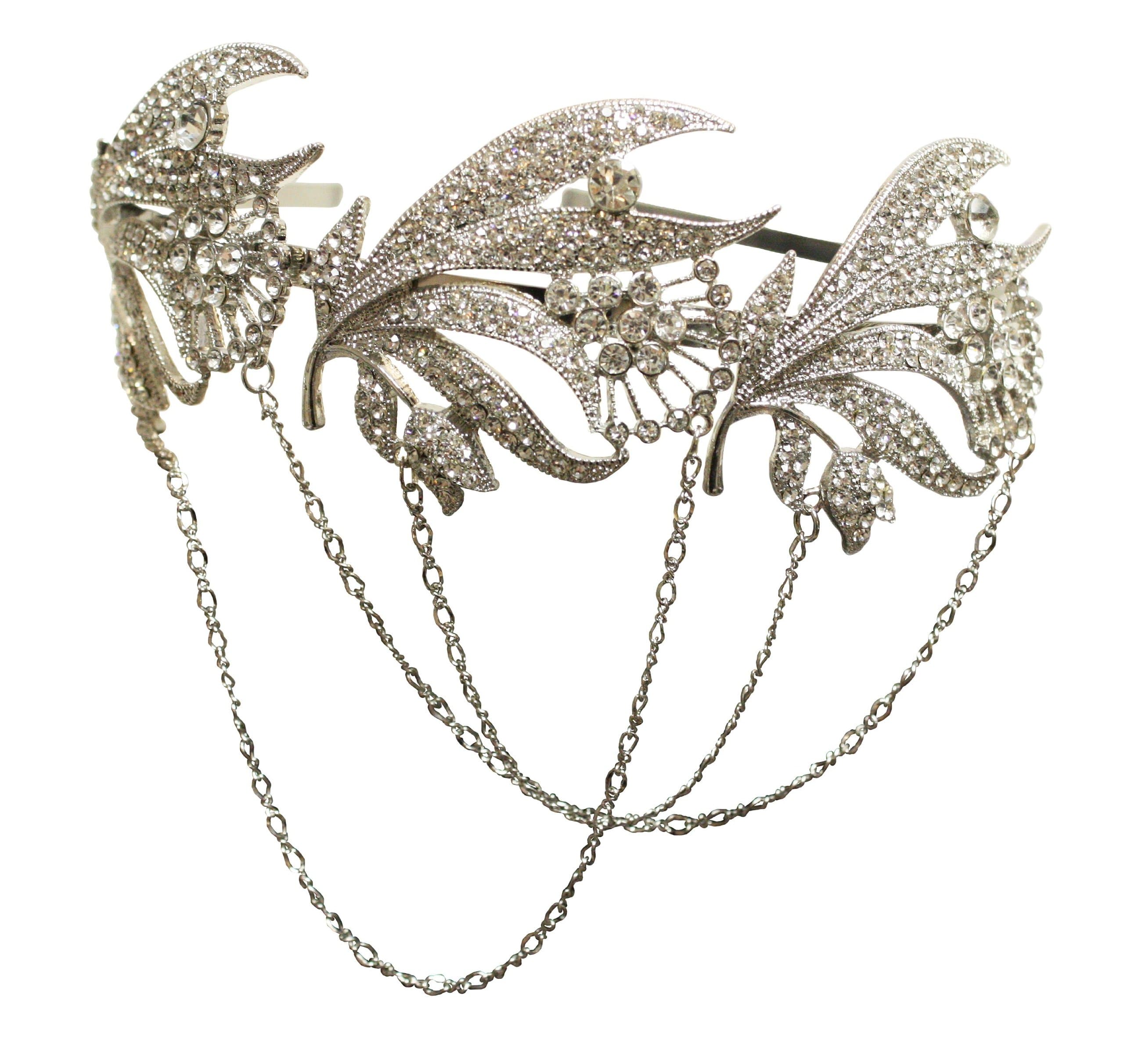 Vintage Art Deco Crystal Chain Bridal Headband