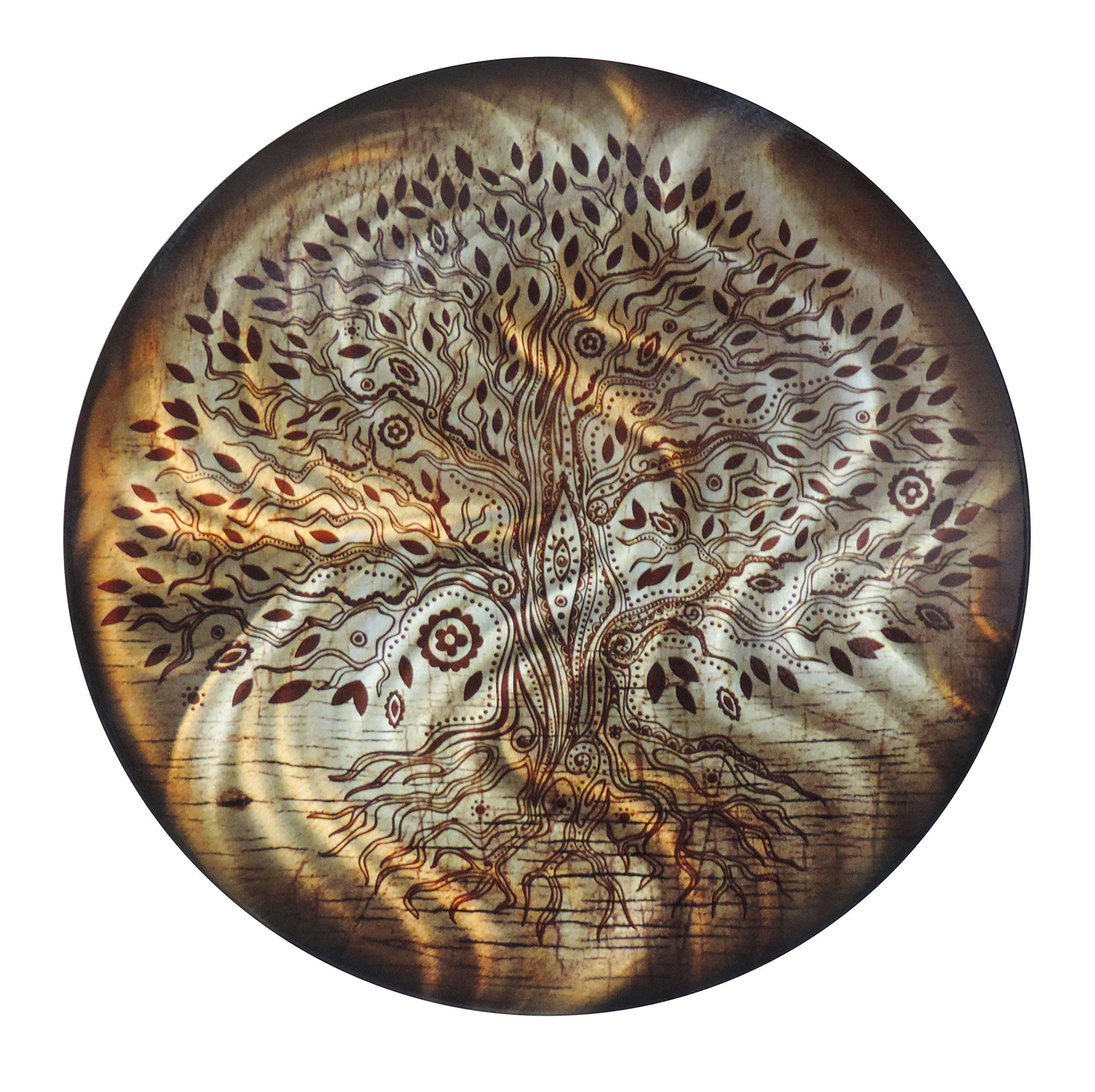 Wall Art Decor Tree of Life Amber 24" Round