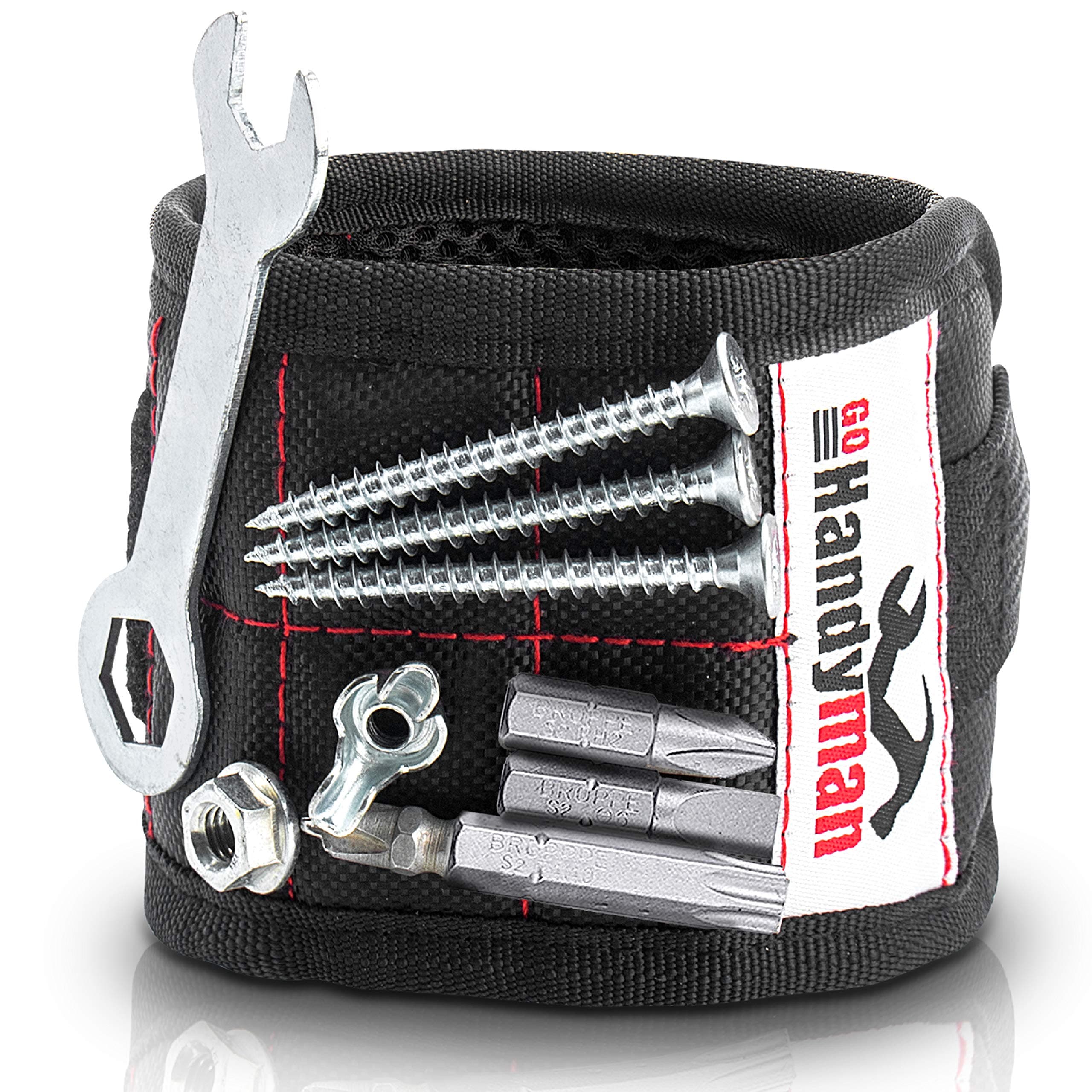 Go Handyman Magnetic Wristband with Strong Magnets for Holding Screws, Nails, Drill Bits - Best Unique Tool Gift for diy – Convenient Solution for Professional and Home Use
