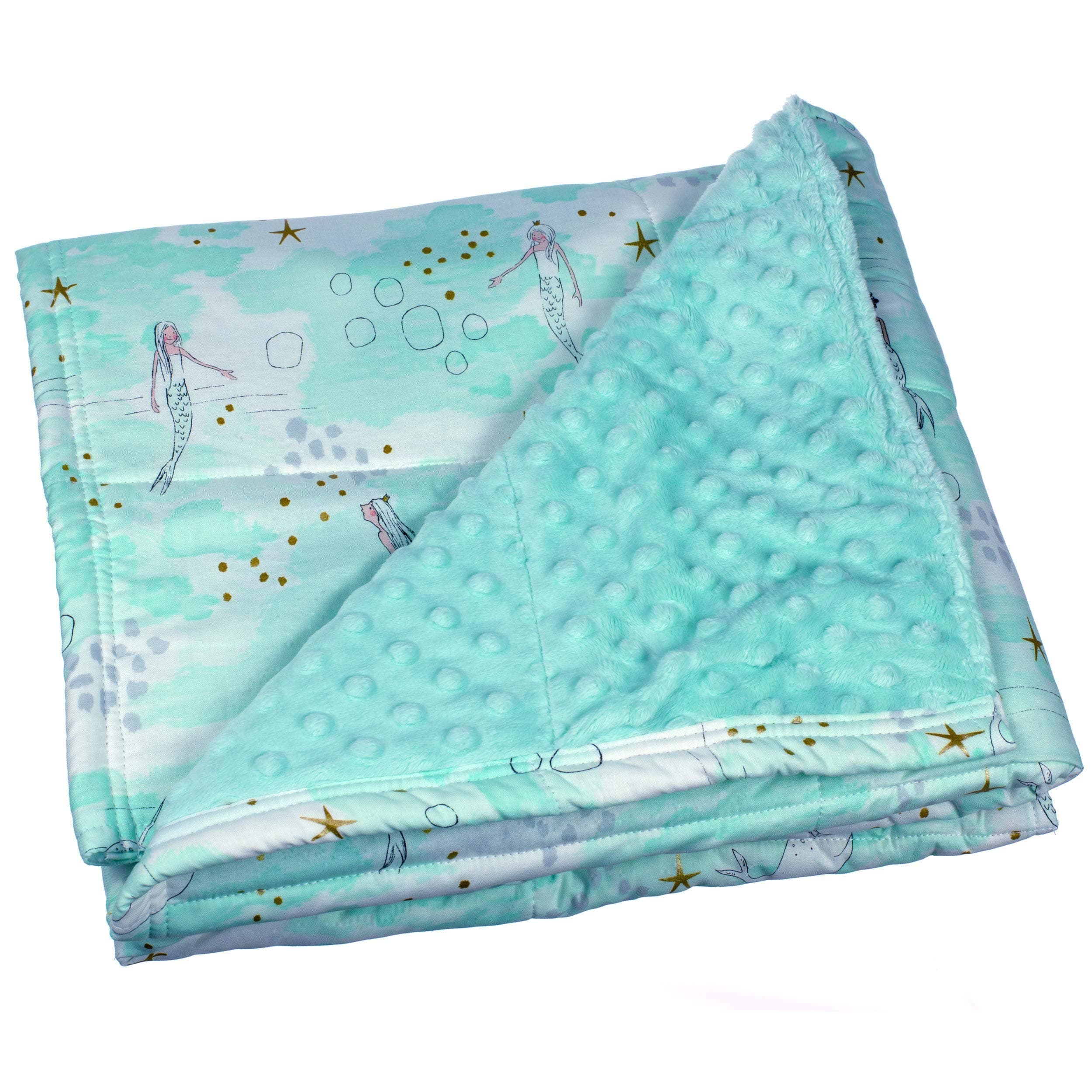Calming Covers Weighted Blanket for Kids (6 lbs, 35 x 41, Aqua Mermaid Cotton & Minky)