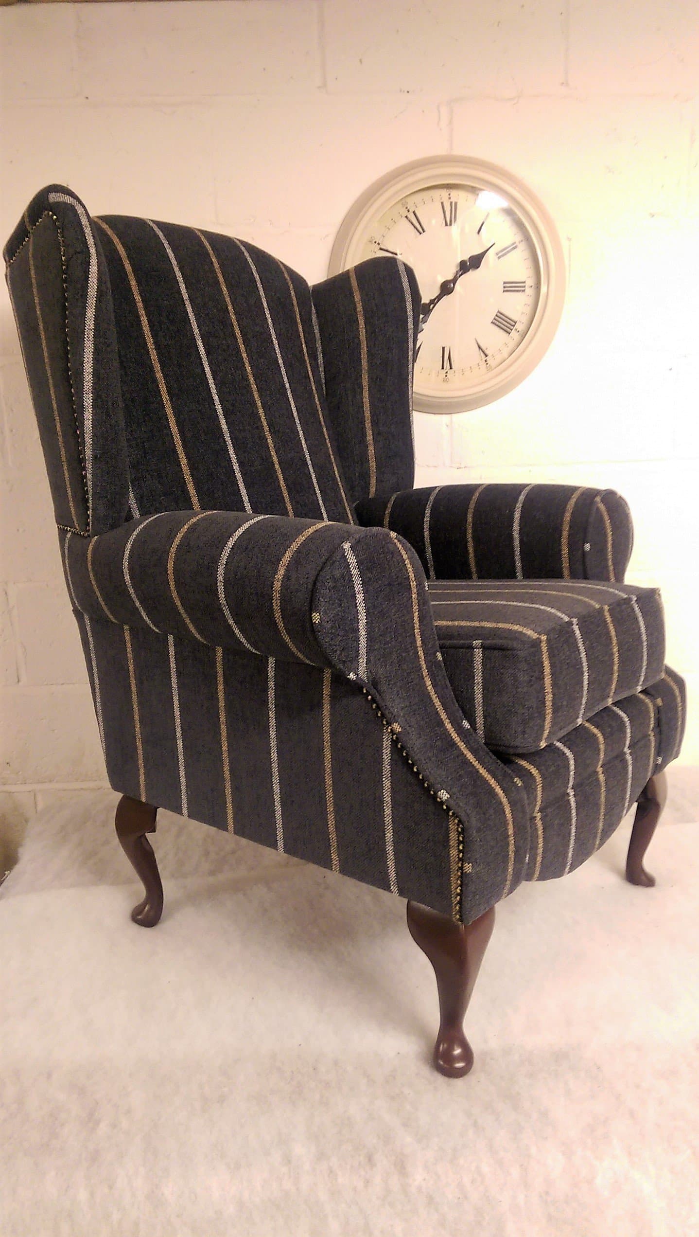 Metro Furniture Black Pinstripe Wing Back Armchair