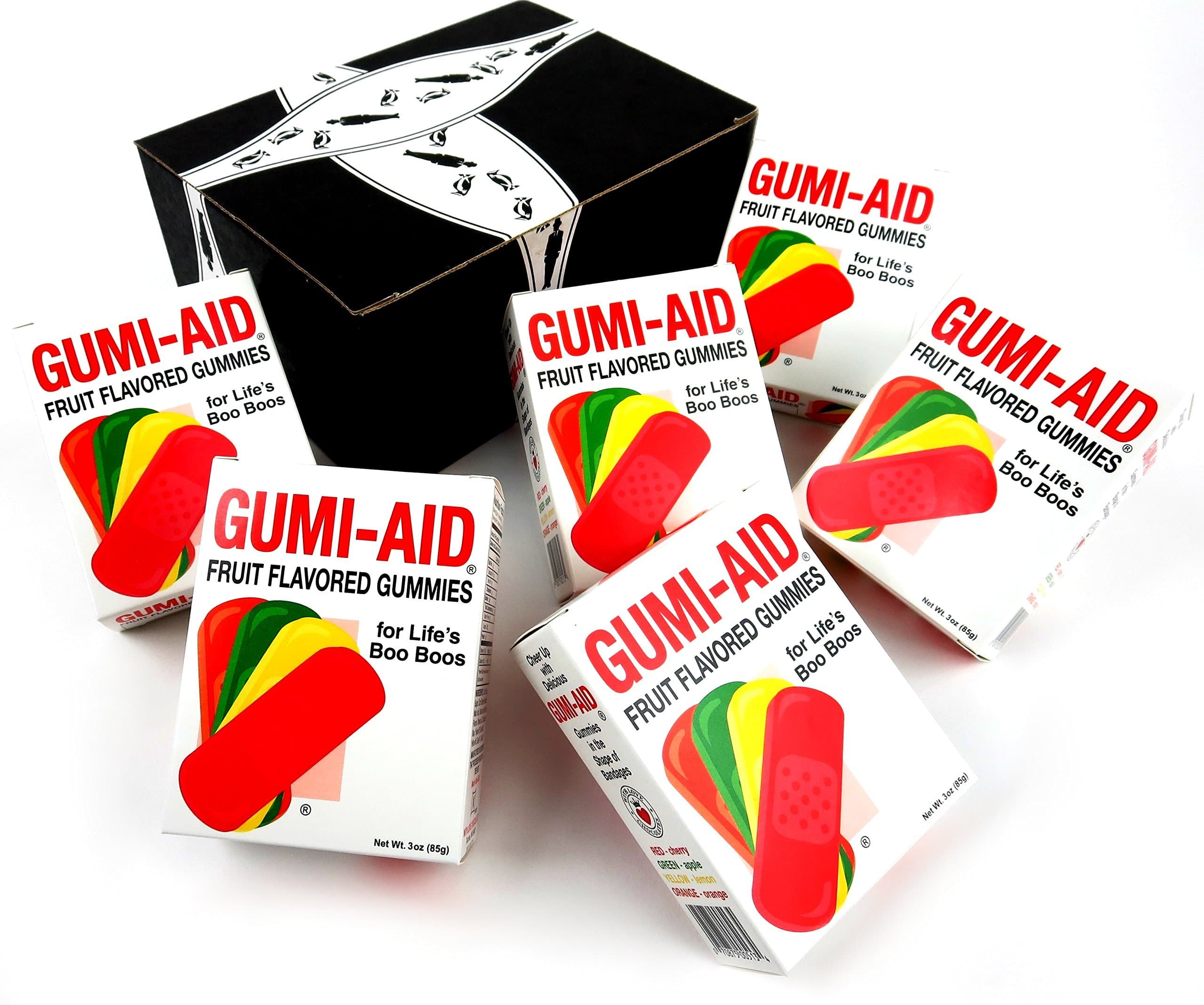 GUMI-AID Fruit Flavored Gummies, 3 oz Packages in a BlackTie Box (Pack of 6)