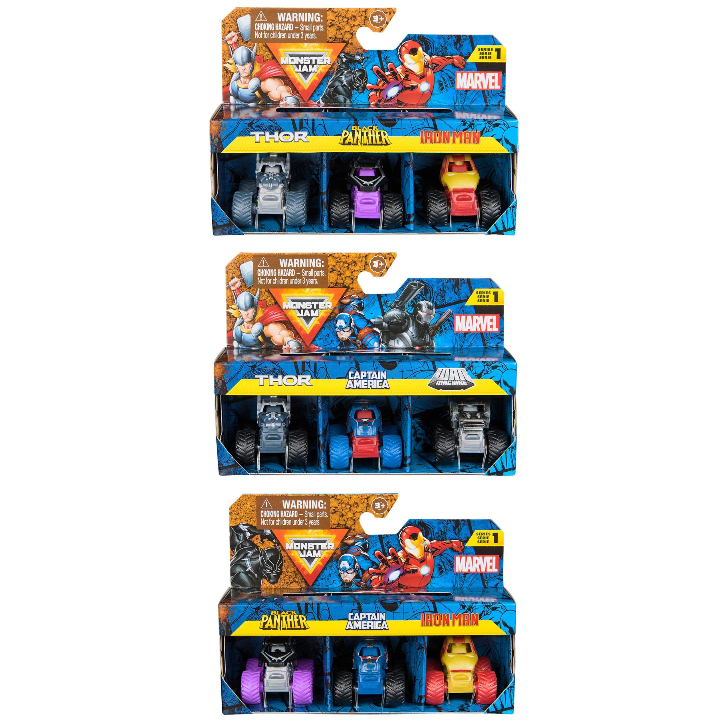 Marvel Mini Monster Truck 9-Pack, Collectible Die-Cast Mini Monster Trucks, 1:87 Scale, Kids Toys for Boys Ages 3 and Up