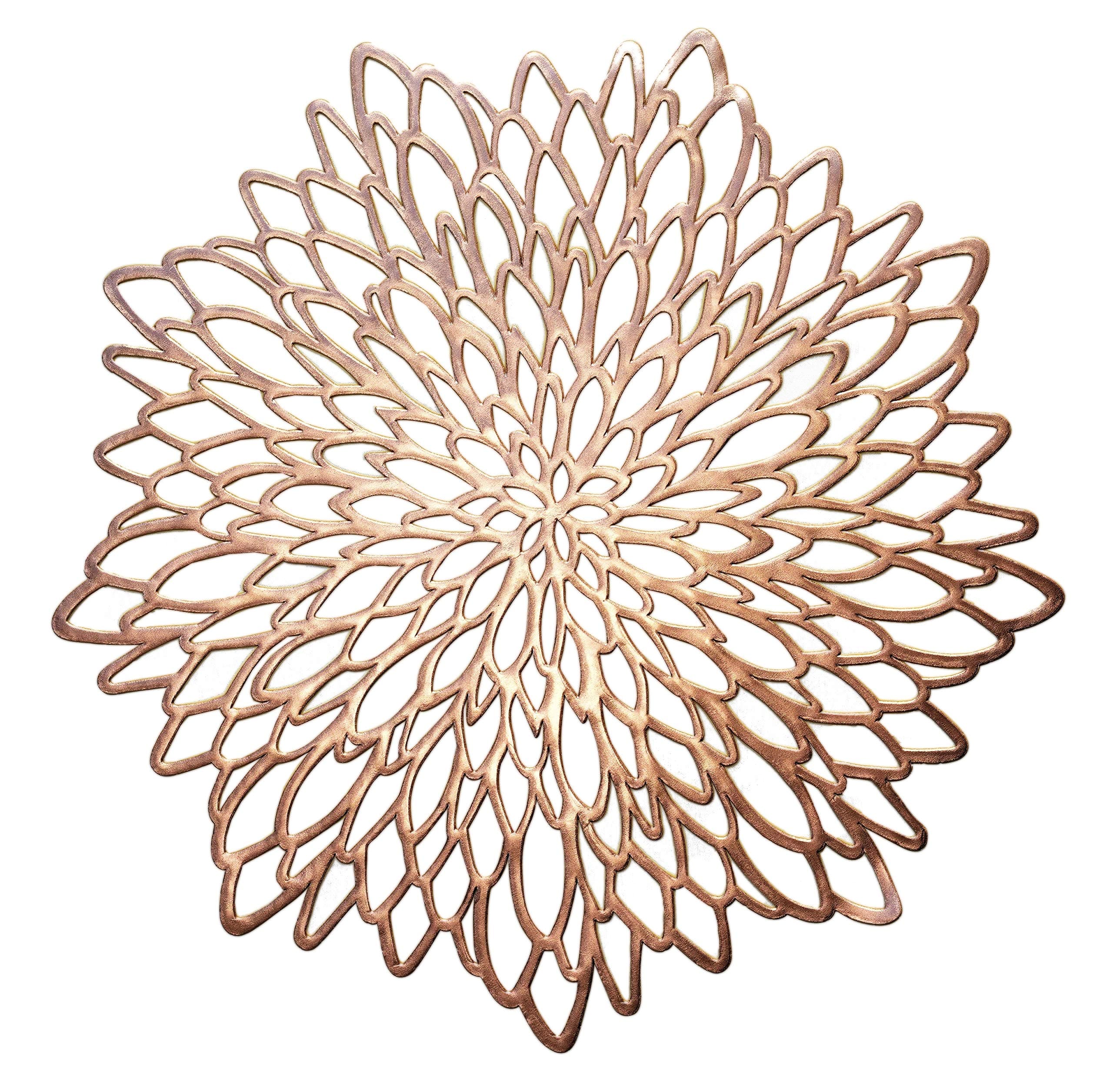 " OCCASIONS " 10 Pieces Pack Pressed Vinyl Metallic Placemats/Wedding Accent Centerpiece Placemat (Leaf, Rose Gold)