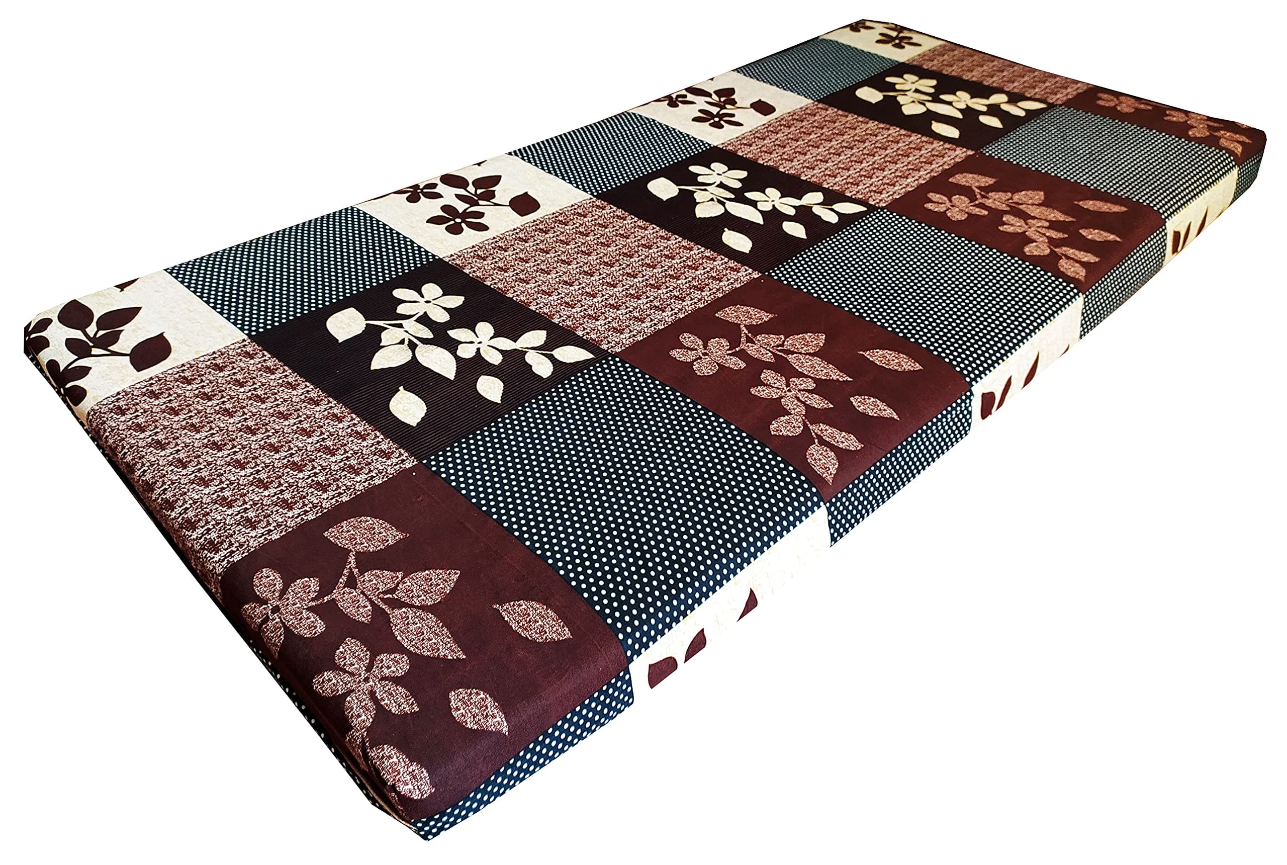 GRINAF Cotton or Single Bed 5 Inch Thickness Mattress Cover Protector with Zip - 200TC (White Dot, 3x6 feet |36*72 inch)